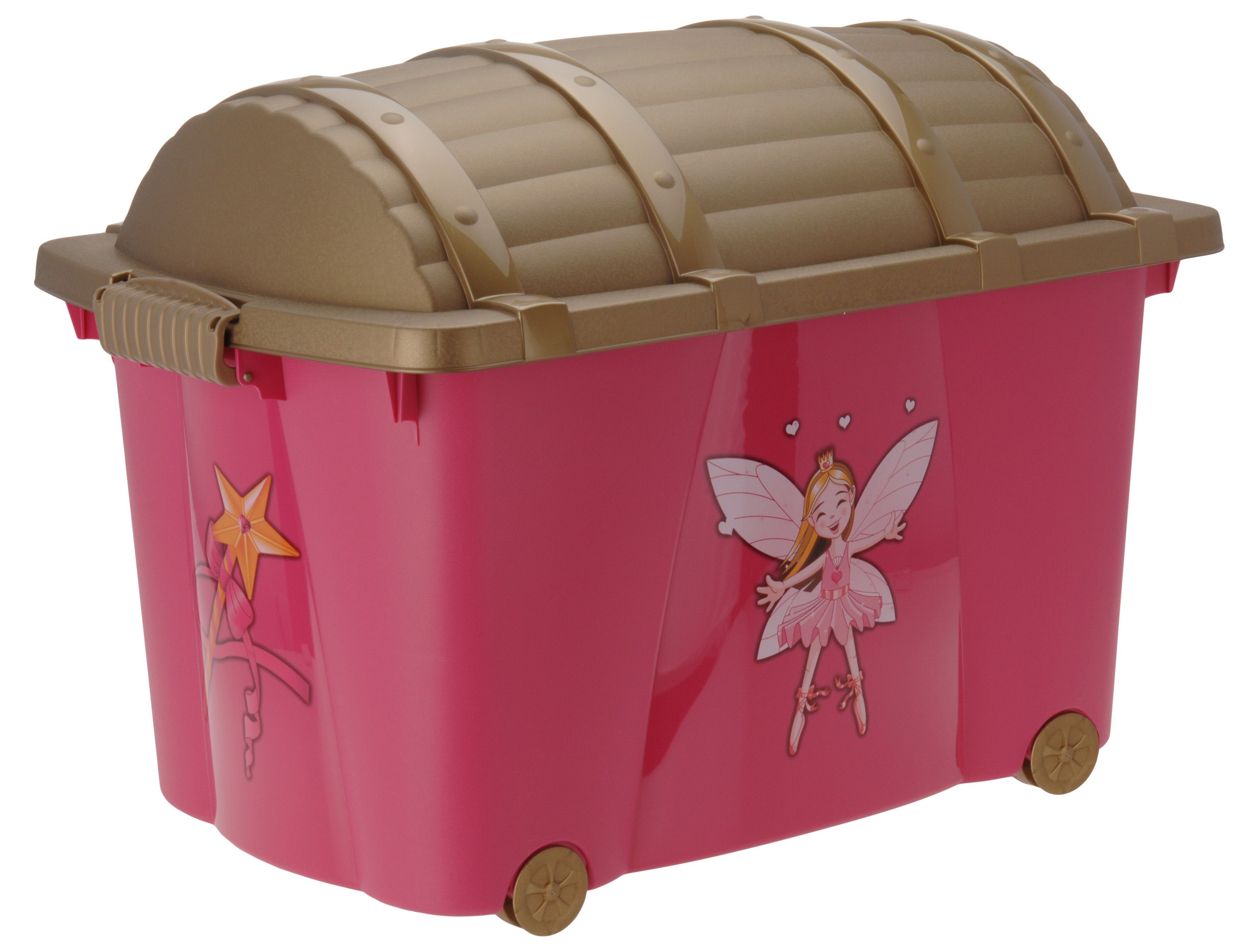 Spetebo Spielzeugtruhe Kinder Rollbox PRINZESSIN mit Deckel 57 Liter (Set,  1 St., Box mit Deckel), Kinderzimmer, Aufbewahrung, Rollbox, kinderleicht  verschließen