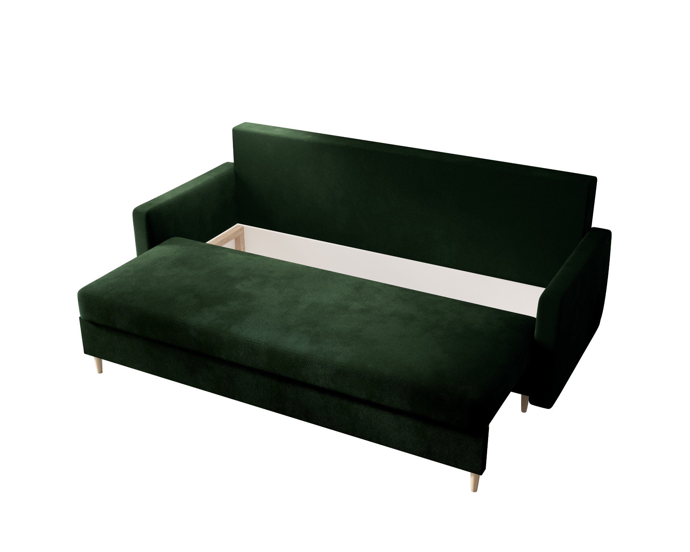 pressiode Sofa Schlaffunktion Schlafsofa, Dunkelgrün und Bettkasten COUCH SOFA, ASTRA mit