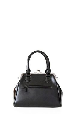 Banned Handtasche Femme Fatale Schwarz, Besticktes Spinnennetz, Lack Schleife