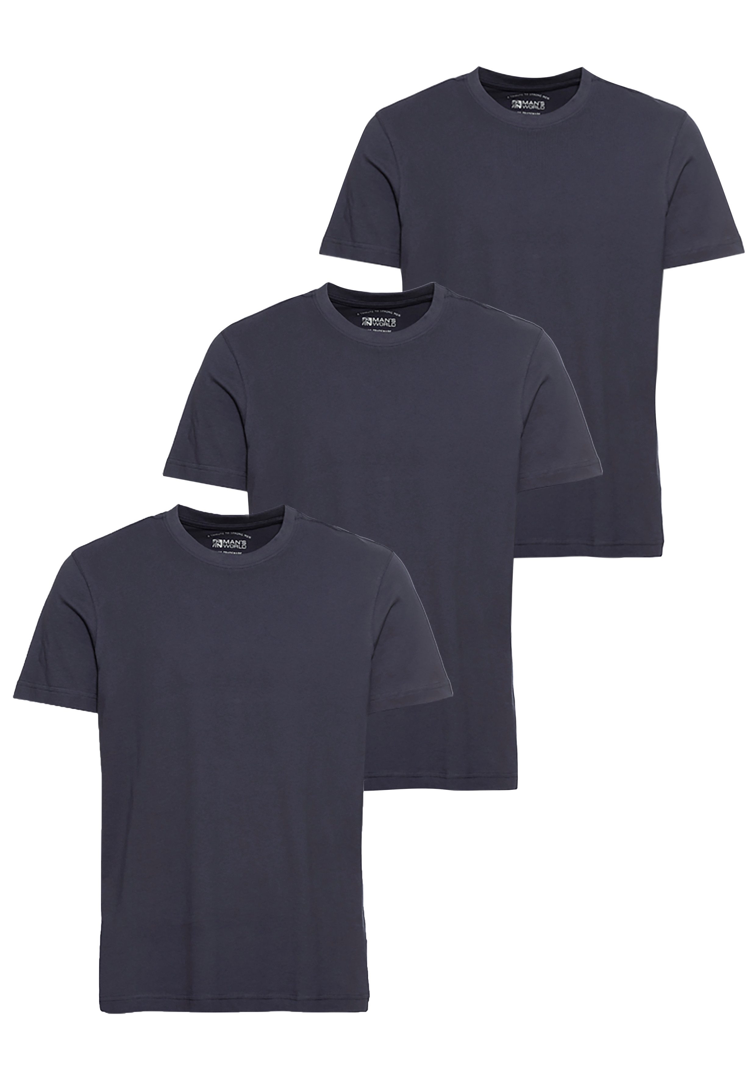 Mans World T-Shirt "neue Farben", (3er-Pack), Kurzarm, unifarben, Rundhals, günstig online kaufen