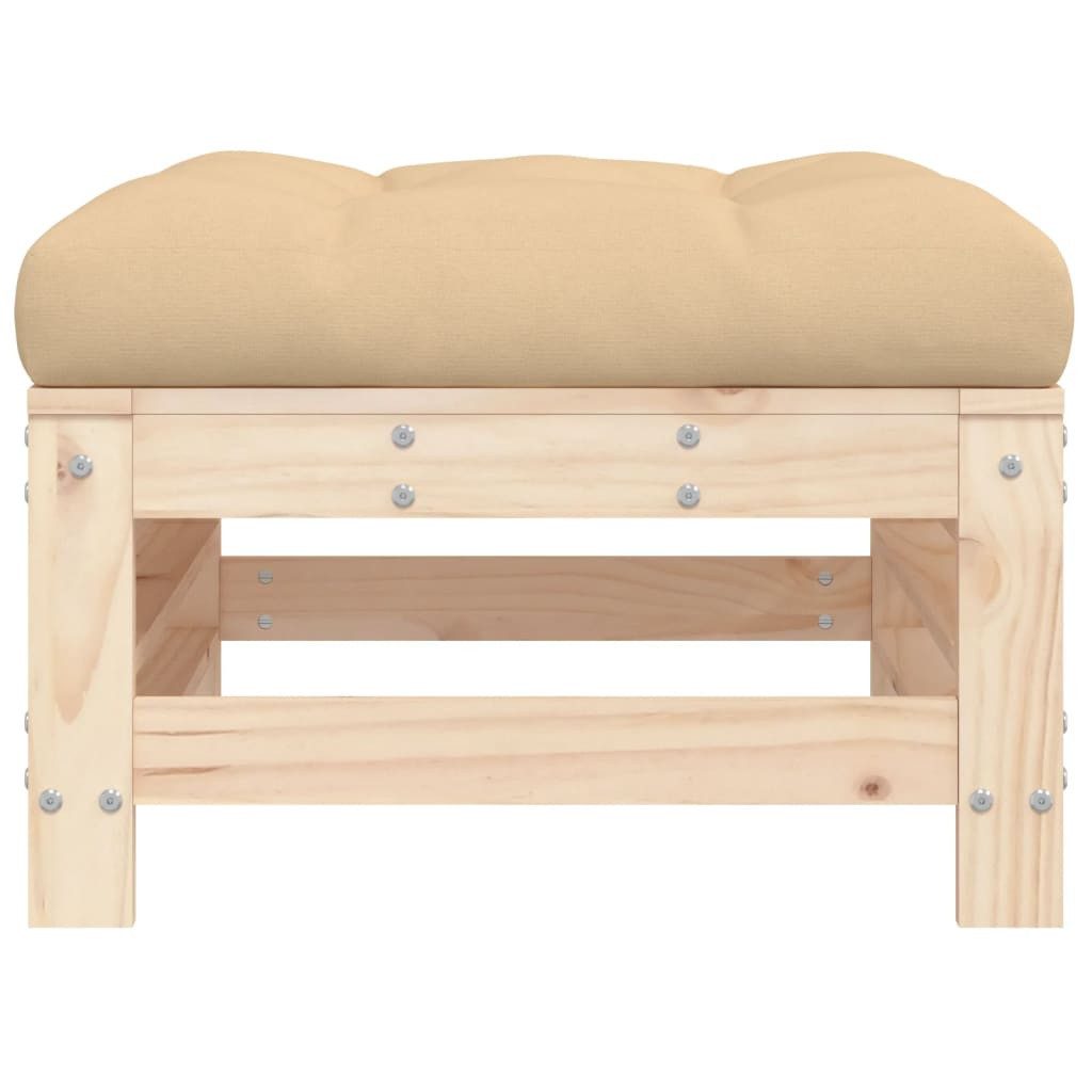 vidaXL Sofaelement Gartenhocker mit Kissen Massivholz günstig online kaufen