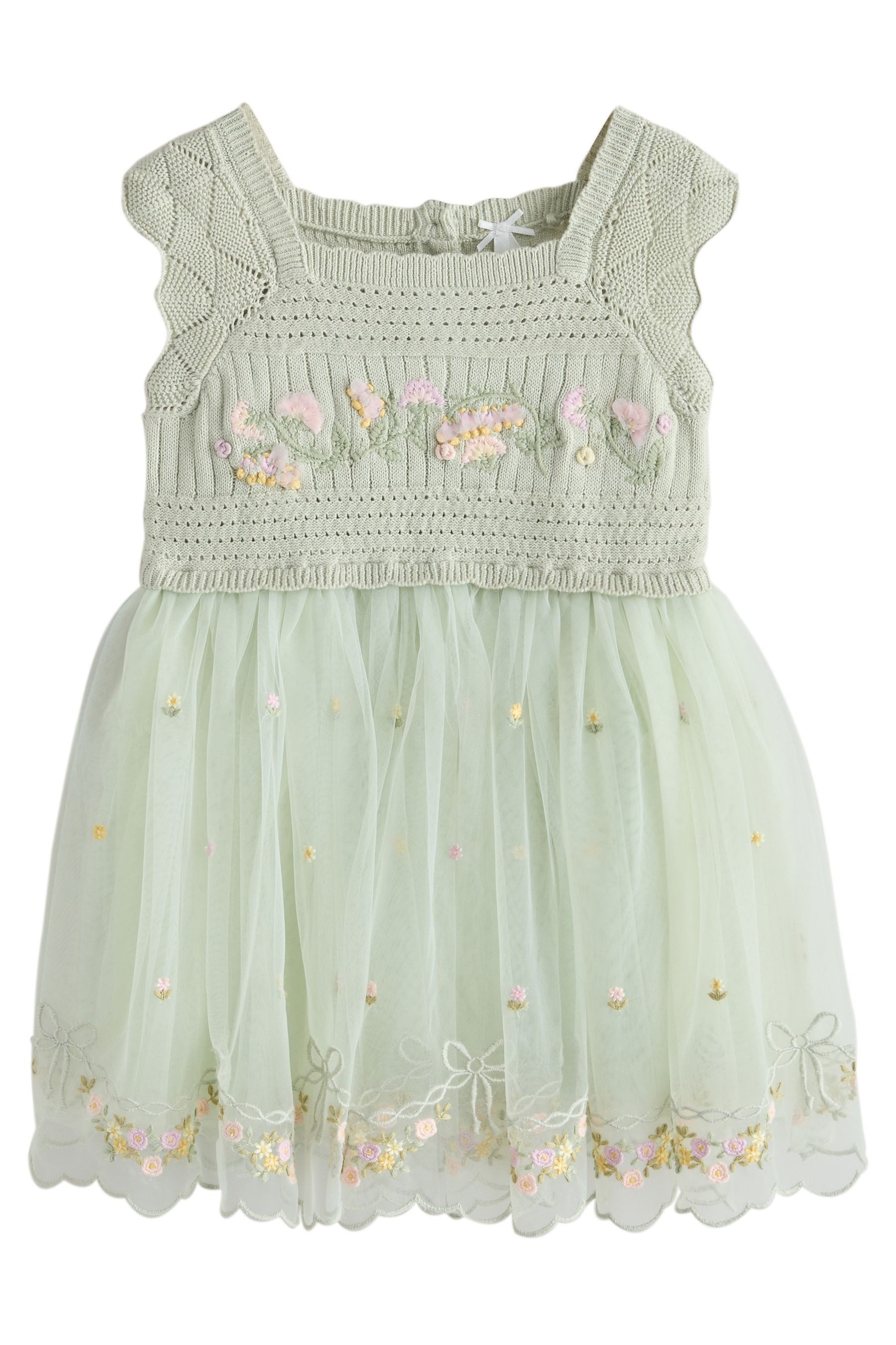Next Partykleid Partykleid mit Tüll, Blumenmuster und Häkelbesatz (1-tlg)