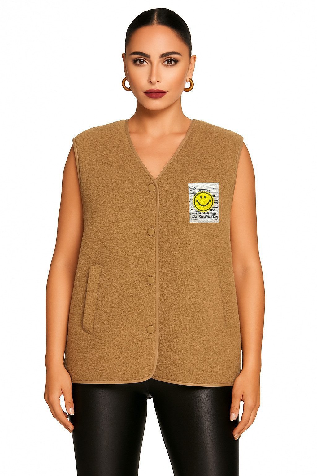 Worldclassca Fellimitatweste Worldclassca Teddy Weste Smiley Kuschelig Kurz Herbst Winter Ärmellos Neue Kollektion - Stilvolle und gemütliche Mode für Damen