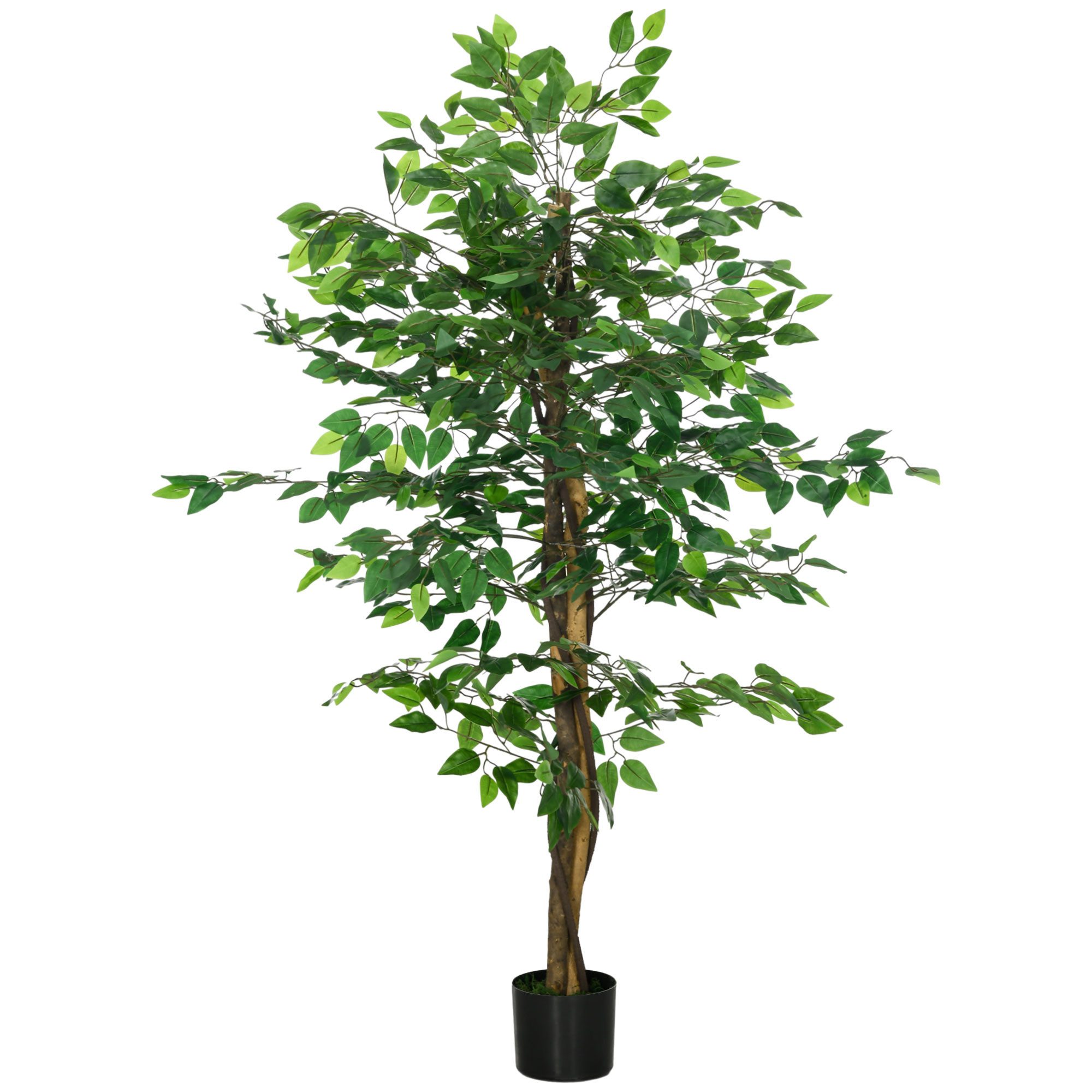 Kunstpflanze Künstliche Pflanzen, Kunstbaum wie echt, Wohnzimmer, Schlafzimmer Ficus, HOMCOM, Höhe 150 cm, Kuststoff, Grün – Bild 2 von 5