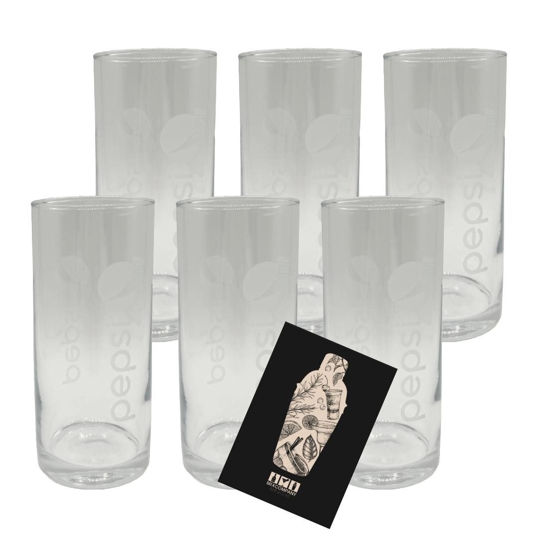 Mixcompany Longdrinkglas Pepsi Longdrinkglas 6er-Set – 0,2L geeicht, klassisches Design für