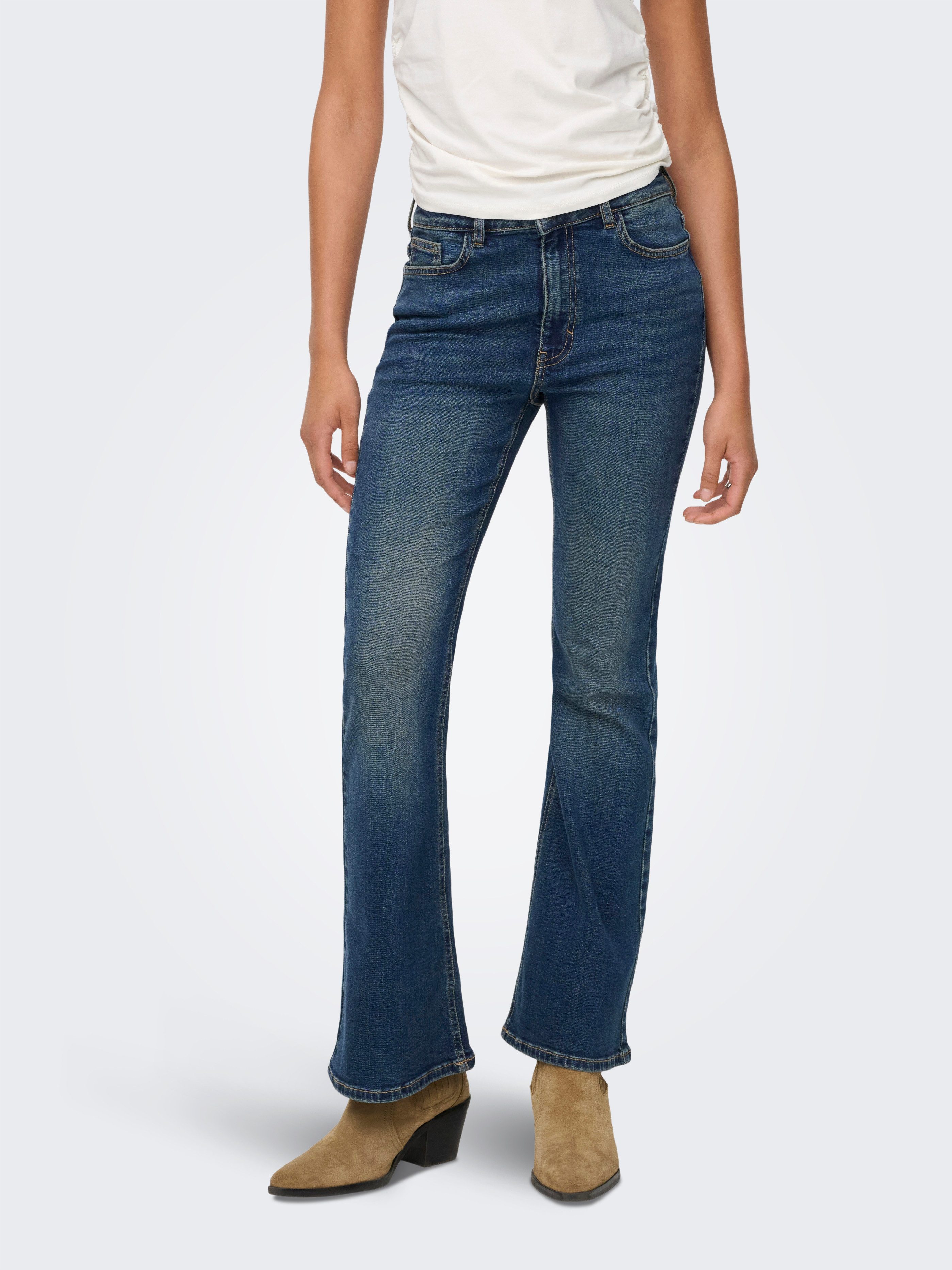 JDY 5-Pocket-Jeans JDYKATHY HW FLARED JEANS DNM NOOS mit ausgestelltem Bein günstig online kaufen
