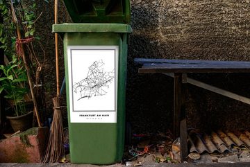 MuchoWow Wandsticker Stadtplan - Deutschland - Schwarz-weiß - Frankfurt am Main - Karte (1 St), Mülleimer-aufkleber, Mülltonne, Sticker, Container, Abfalbehälter