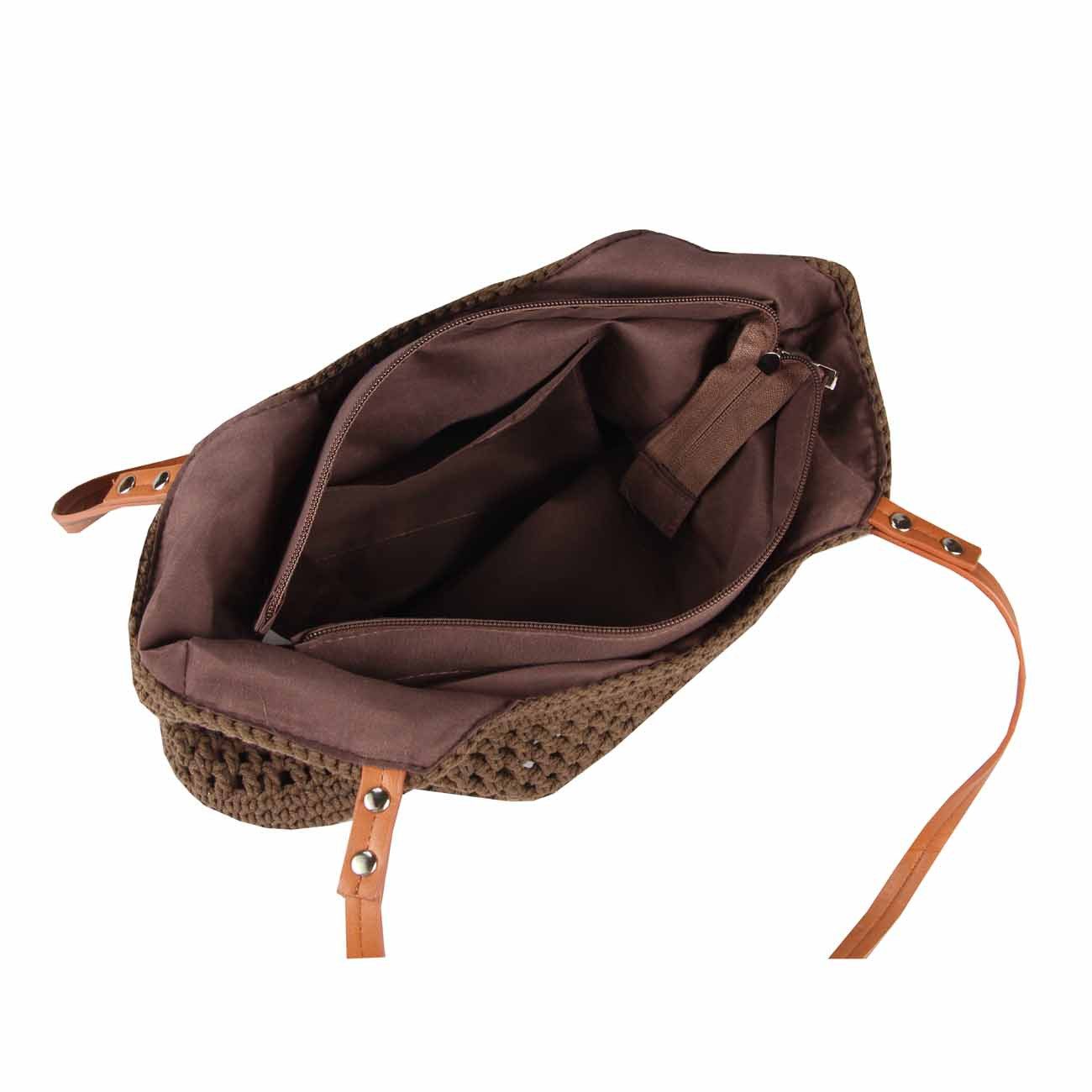 ITALYSHOP24 Schultertasche DAMEN TASCHE Boho Shopper Strohtasche Tote Bag Geflecht Häkeltasche, Textil Basttasche Strand Retro Freizeit Urlaub Sommer Beuteltasc – Bild 5 von 5