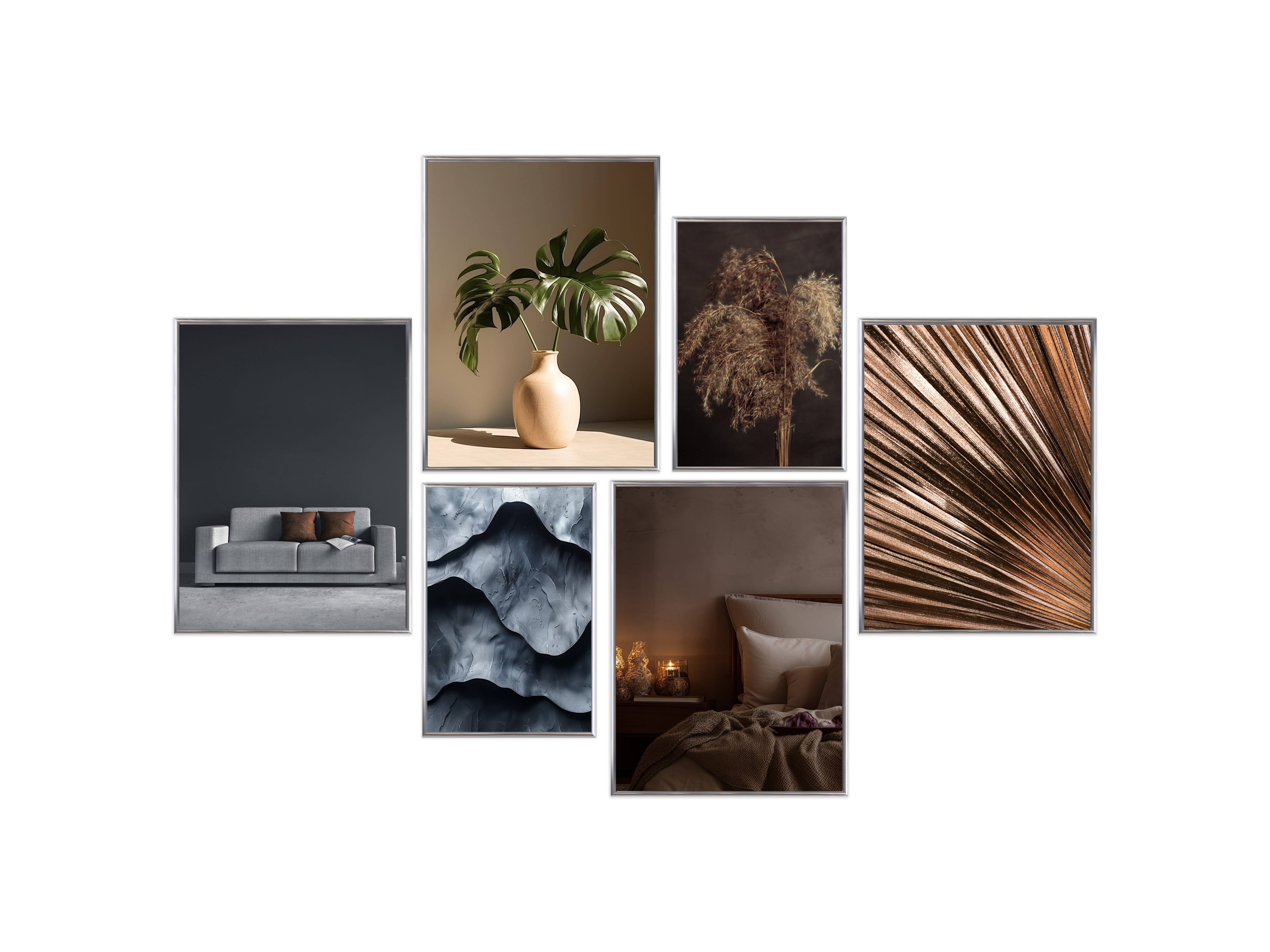 Wackadoo Living Bilderrahmen-Set Bilder Collage Set mit Glas für Einzelbild günstig online kaufen