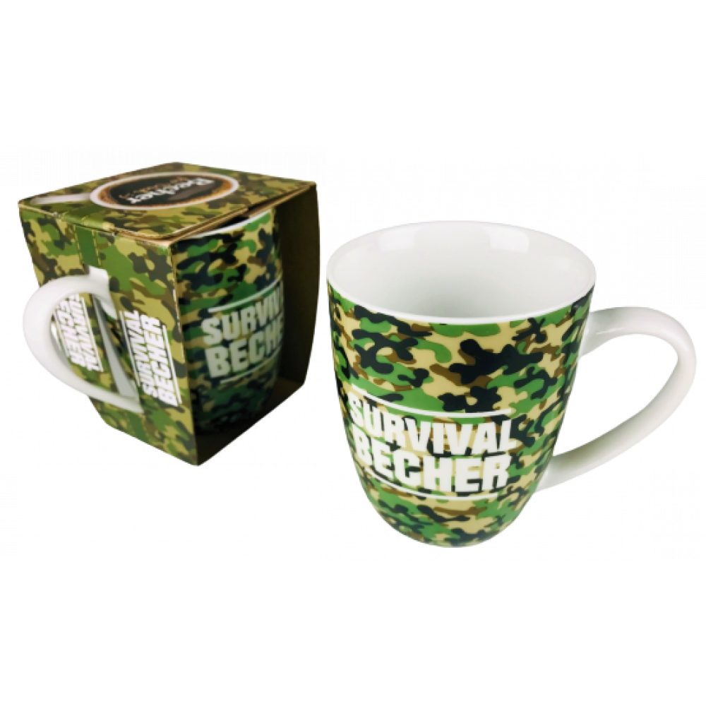 Tasse Kaffee Becher Survival Becher 250 ml, Porzellan