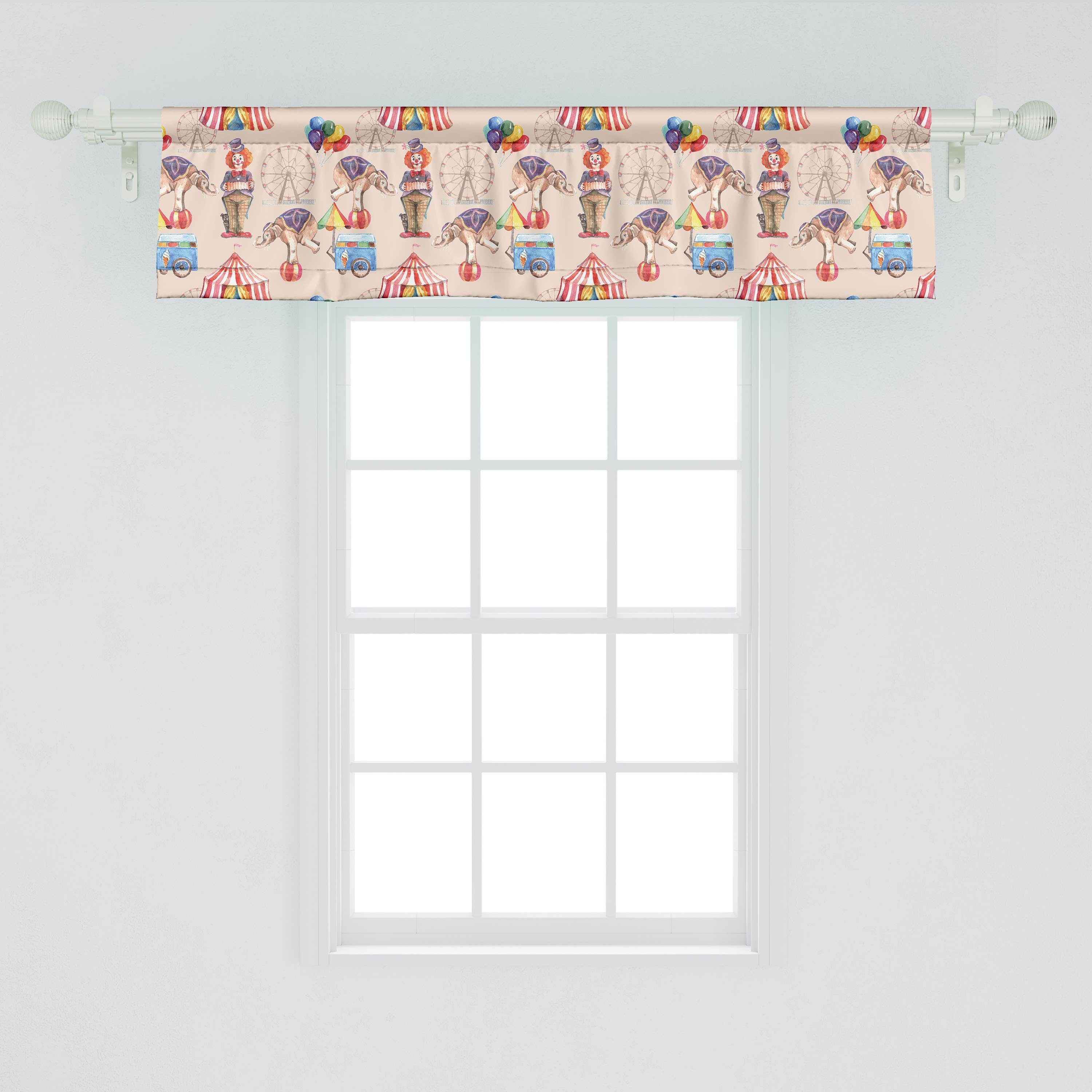 Scheibengardine Vorhang Volant für Küche Stangentasche, Schlafzimmer Zirkus-Kunst Microfaser, mit Dekor Abakuhaus, Aquarell Riesenrad