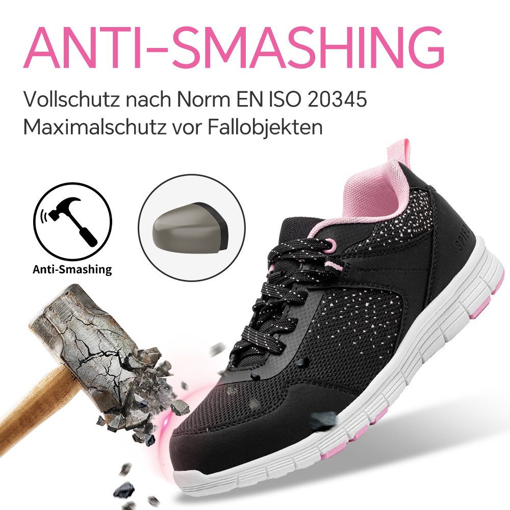 SPIEZ Arbeitsschuhe Damen Leicht Antismashing Durchstoßfest Rosa Sicherheit günstig online kaufen