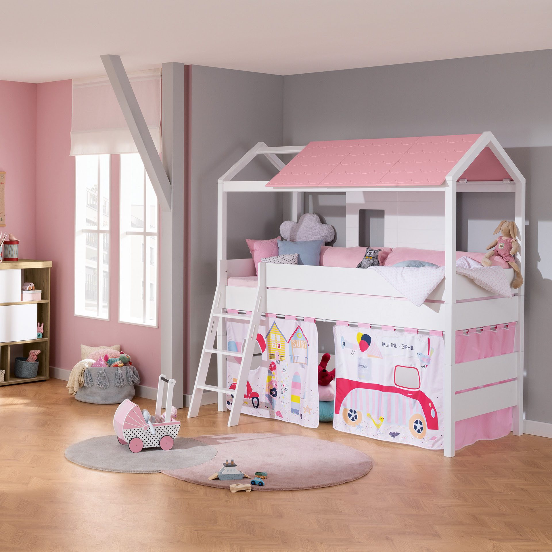PAIDI Hausbett TINY HOUSE, Spielbett mit Rausfallschutz, individuell gestaltbar