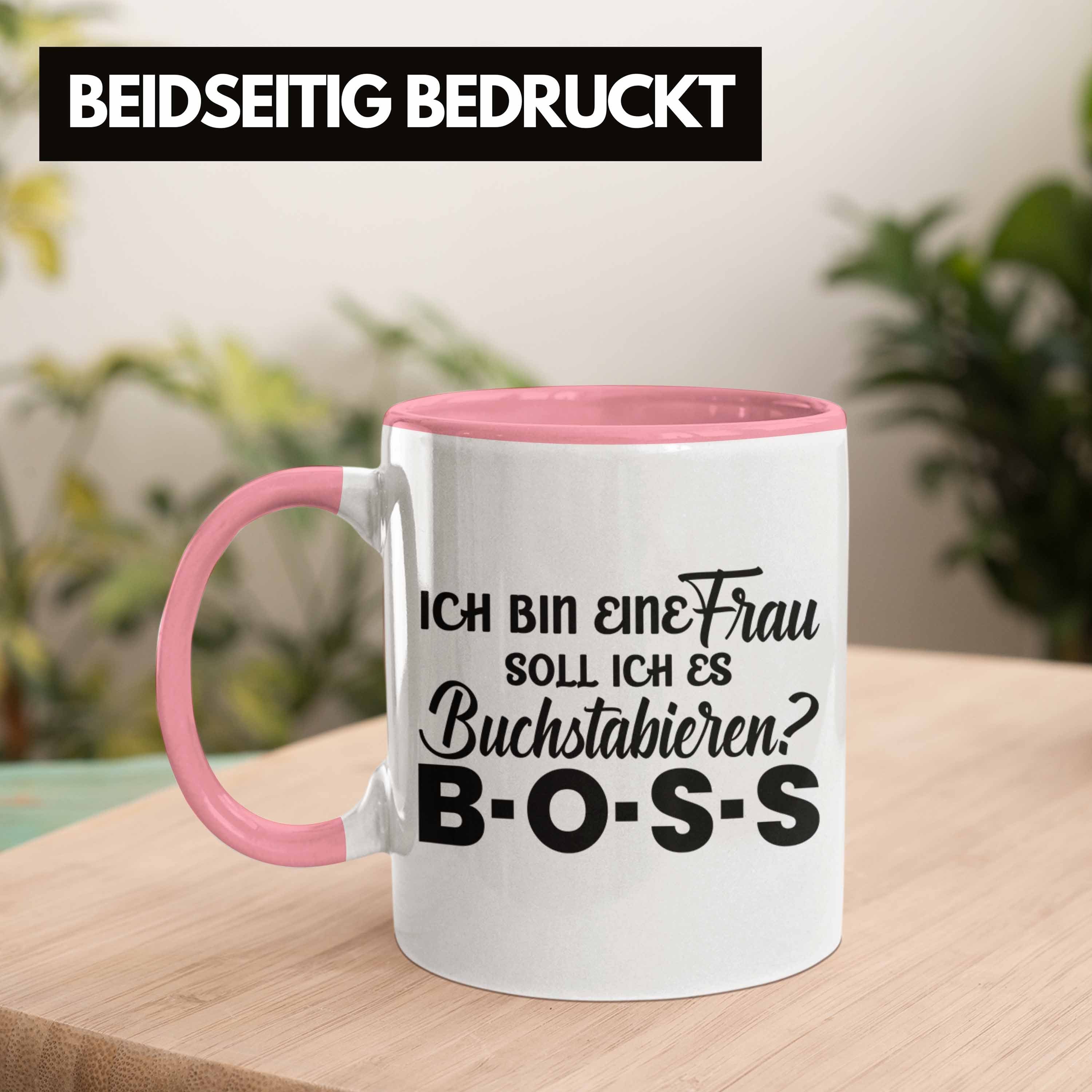 Tasse für Frauentag Frauen Rosa Tasse Trendation Geschenk Boss Starke mit Frau Spruch Tasse - Trendation Frauen