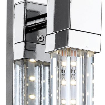 Globo LED Wandleuchte, LED-Leuchtmittel fest verbaut, Neutralweiß, Elegante 5,2 Watt LED Wand Leuchte Chrom Glasstange klar Globo