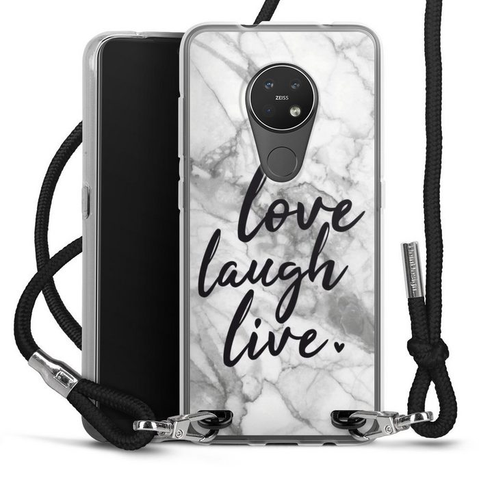 DeinDesign Handyhülle Marmor Sprüche Liebe Love Laugh Live Marmor Nokia 6.2 Handykette Hülle mit Band Case zum Umhängen Cover mit Kette