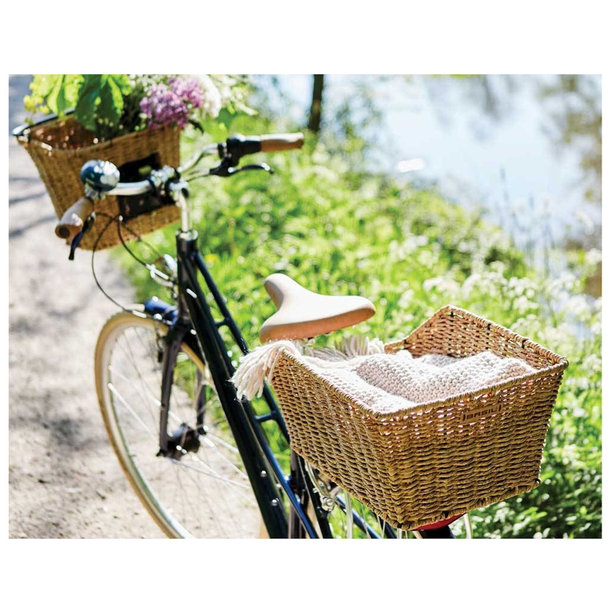 Basil Fahrradkorb Basil Hinterradkorb Cento Rattan Look seegras 47x34x22 cm – Bild 2 von 2