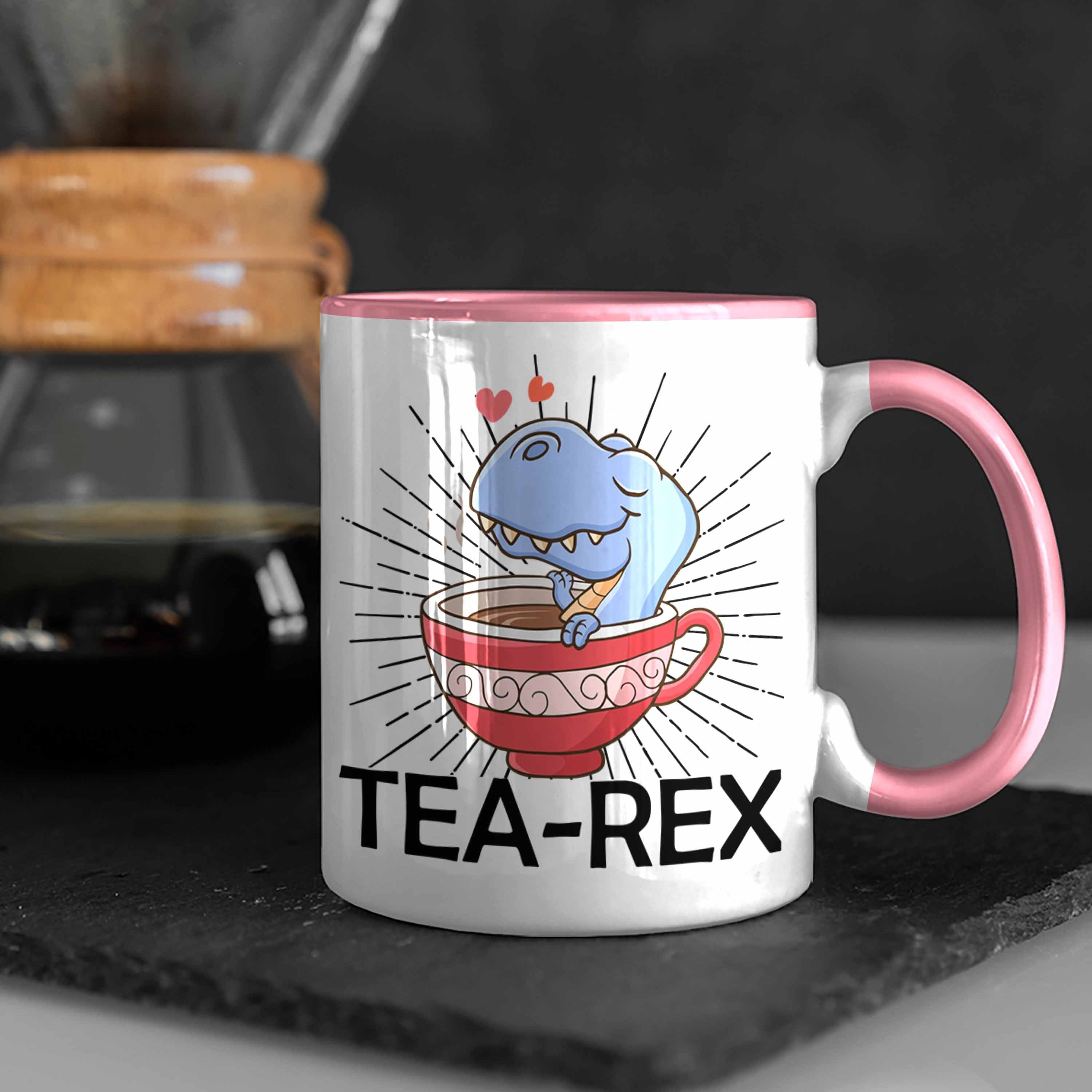 Dinosaurier T-Rex Tasse - Rex Trendation Rosa Geschenkidee Geschenk Trendation Wortspiel Tea Tasse