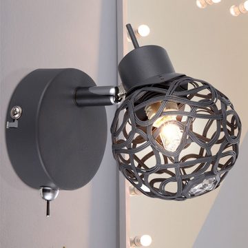 etc-shop LED Wandleuchte, Leuchtmittel nicht inklusive, 2x Wandlampe Schlafzimmer Bettlampe Retro Leselampe schwarz