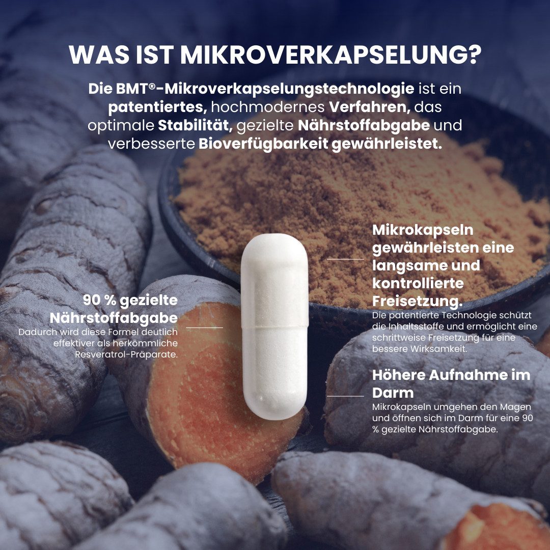 Biostile Mikroverkapseltes Curcumin aus Kurkuma für Zellschutz, Kapseln, 34 g, Mikroverkapselt für bessere Aufnahme, Mit Piperin, 60 Kapseln