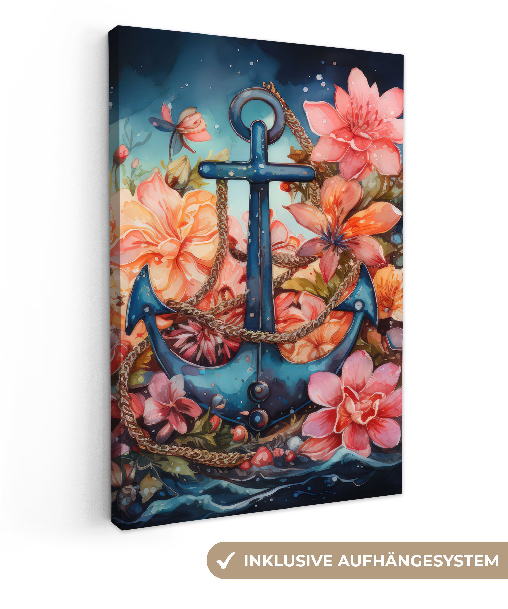 OneMillionCanvasses® Leinwandbild Anker - Blumen - günstig online kaufen
