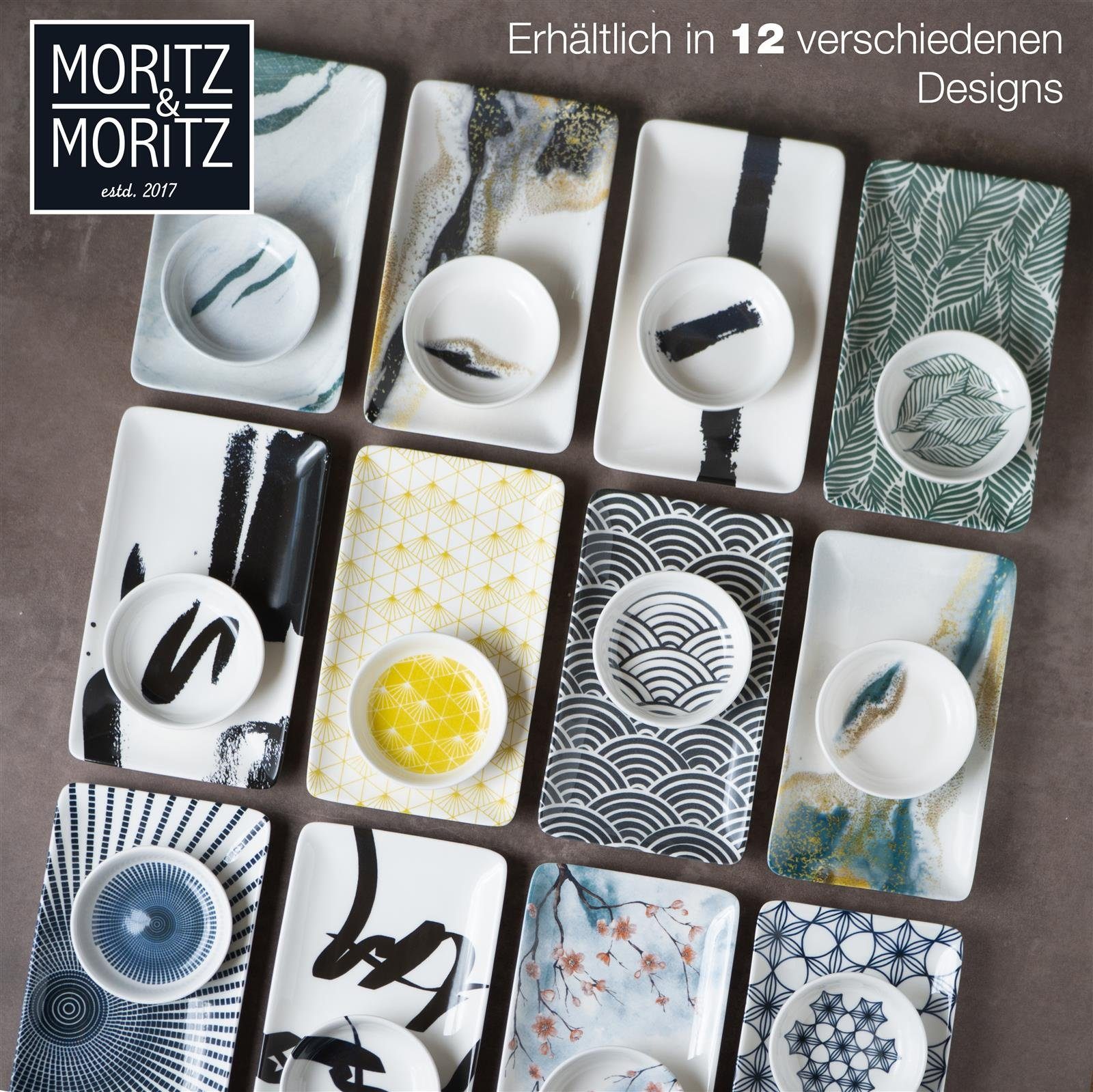 Moritz & Moritz Tafelservice 10 teilig Geschirrset 2 Personen, & / - Marmor für 2 grün Moritz Set (8-tlg), Sushi Personen Moritz Gourmet Gold