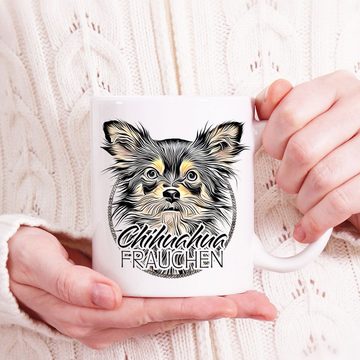 Cadouri Tasse CHIHUAHUA FRAUCHEN - Kaffeetasse für Hundefreunde, Keramik, mit Hunderasse, beidseitig bedruckt, handgefertigt, Geschenk, 330 ml