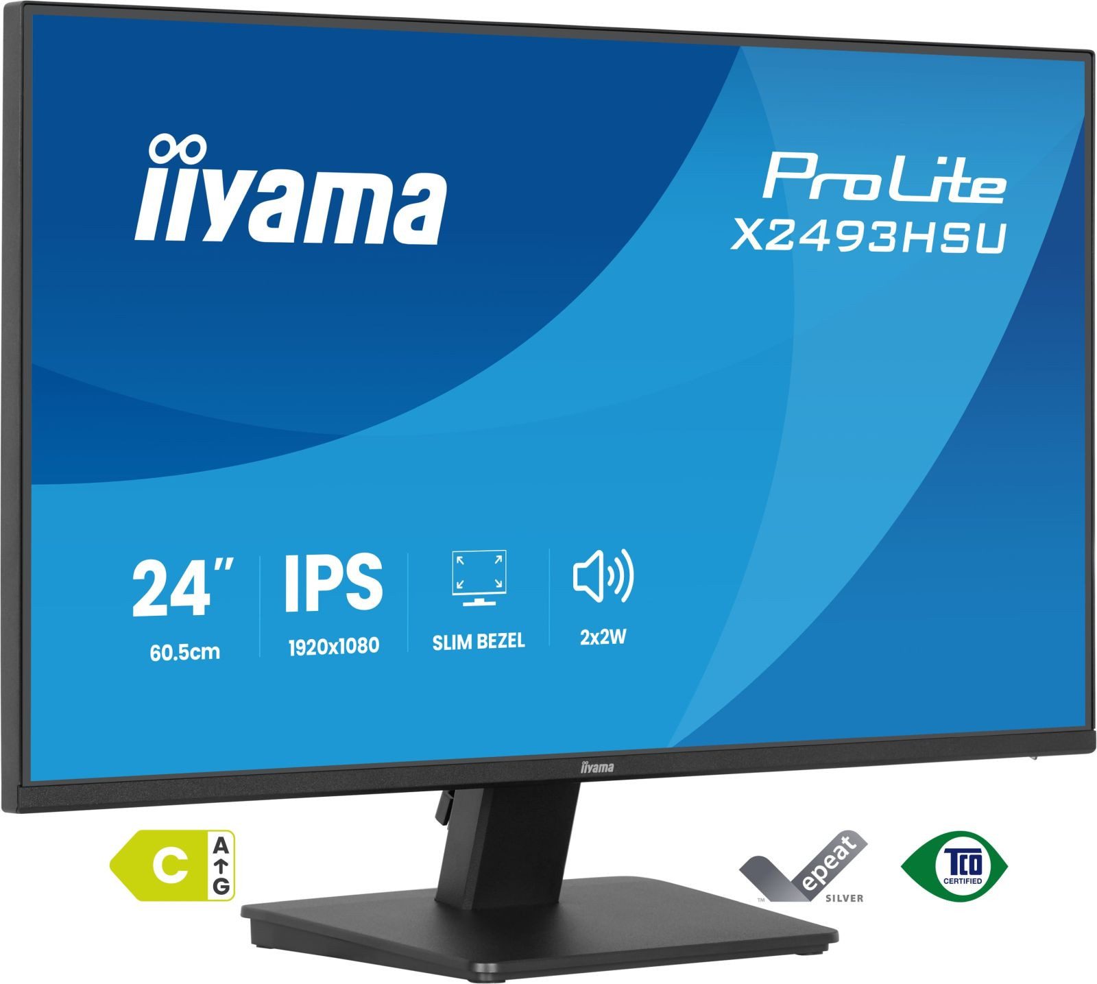 Iiyama 60.5cm (24) X2493HSU-B1 16:10 HDMI+DP+2xUSB IPS TFT-Monitor (1920 x 1080 px, Full HD, 120 Hz, IPS, Adaptive-Sync, Lautsprecher, HDCP)