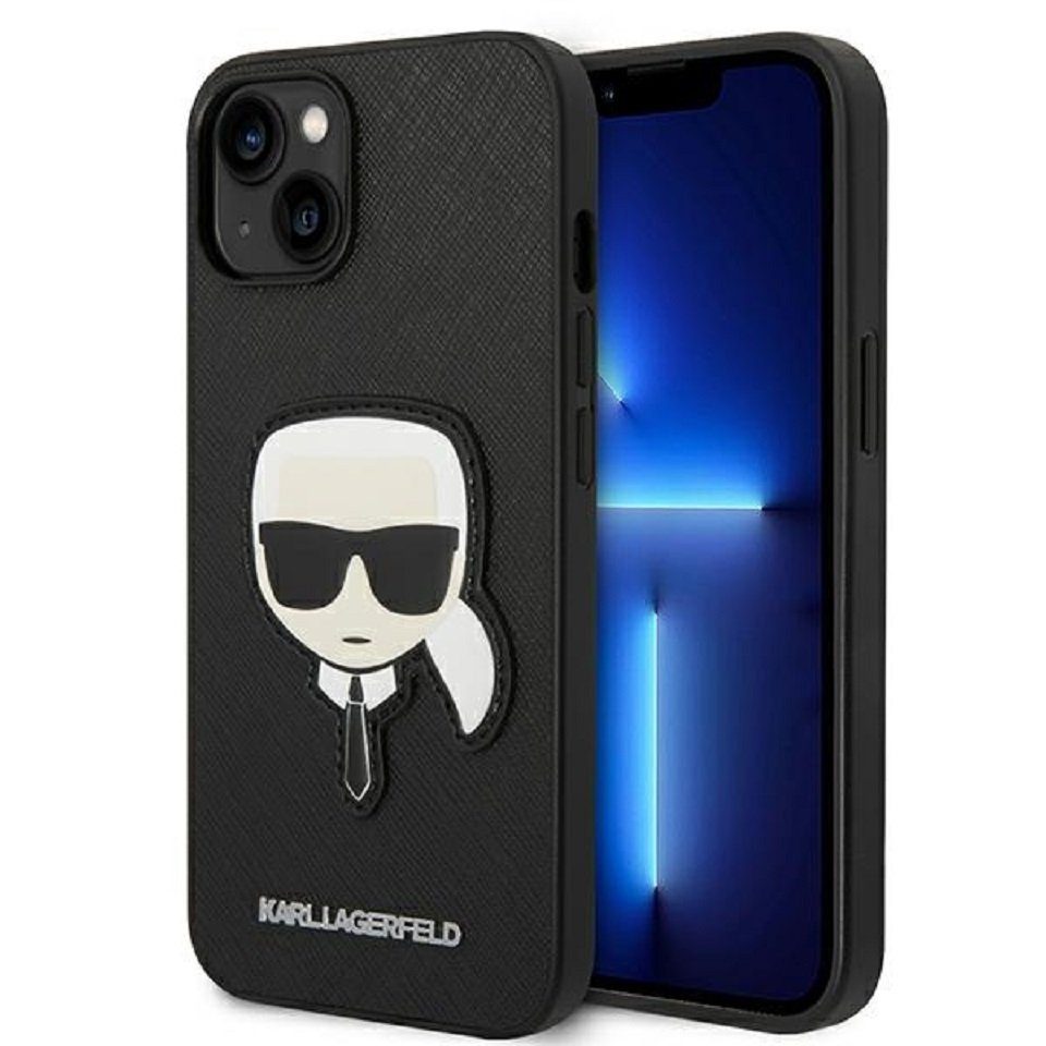KARL LAGERFELD Handyhülle Case iPhone 14 Plus Figur Kunstleder schwarz 6,7 Zoll, Kantenschutz