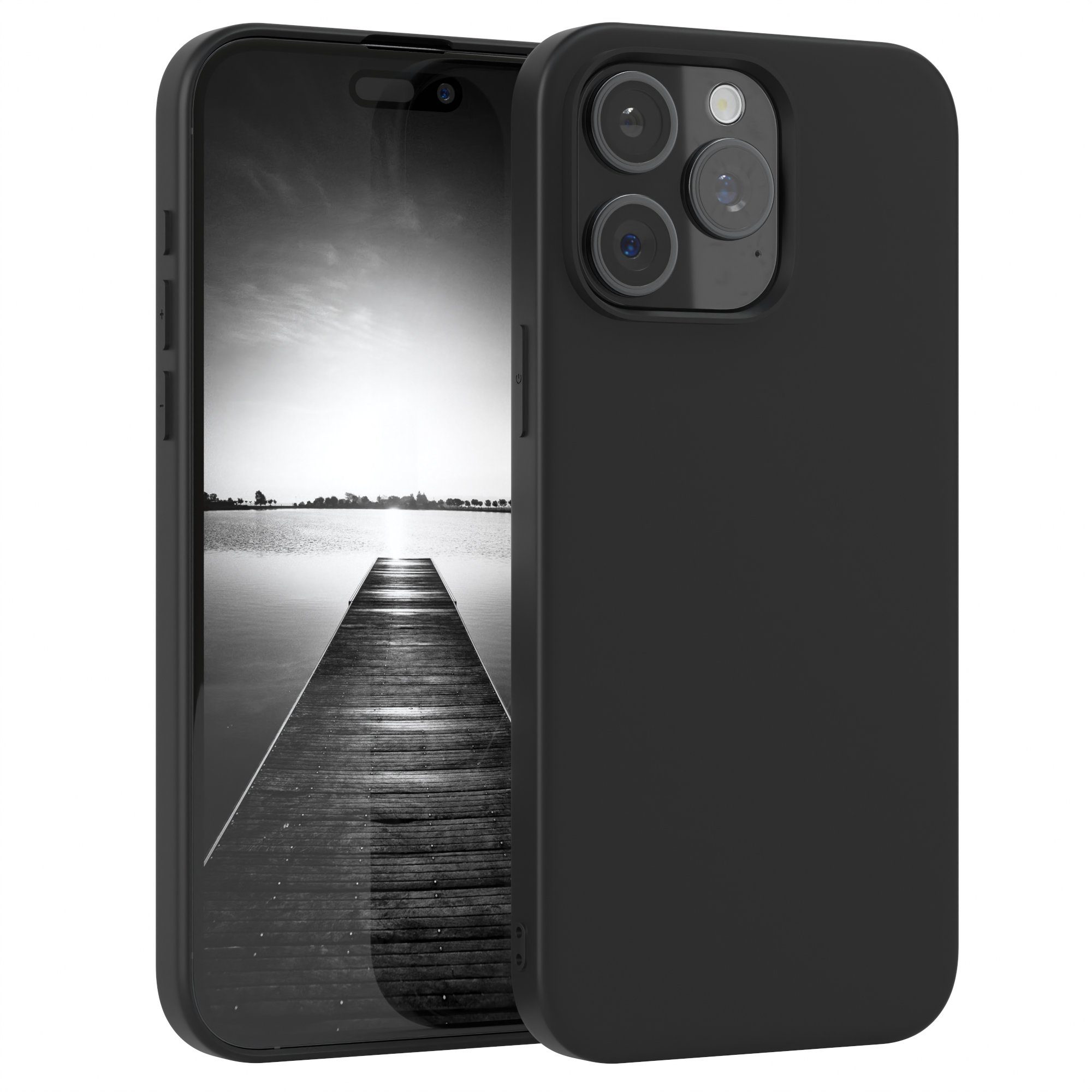 EAZY CASE Handyhülle TPU Hülle für Apple iPhone 15 Pro Max 6,7 Zoll, Silikon Schutzhülle mit Kameraschutz kratzfest Back Cover Etui Schwarz