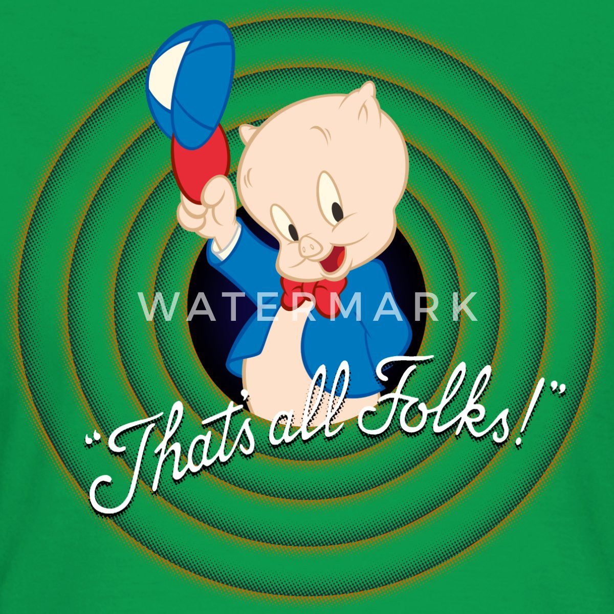 Spreadshirt T-Shirt Looney Tunes Schweinchen Dick Thats All Folks Frauen T-Shirt (1-tlg) Slim Fit, fällt klein aus