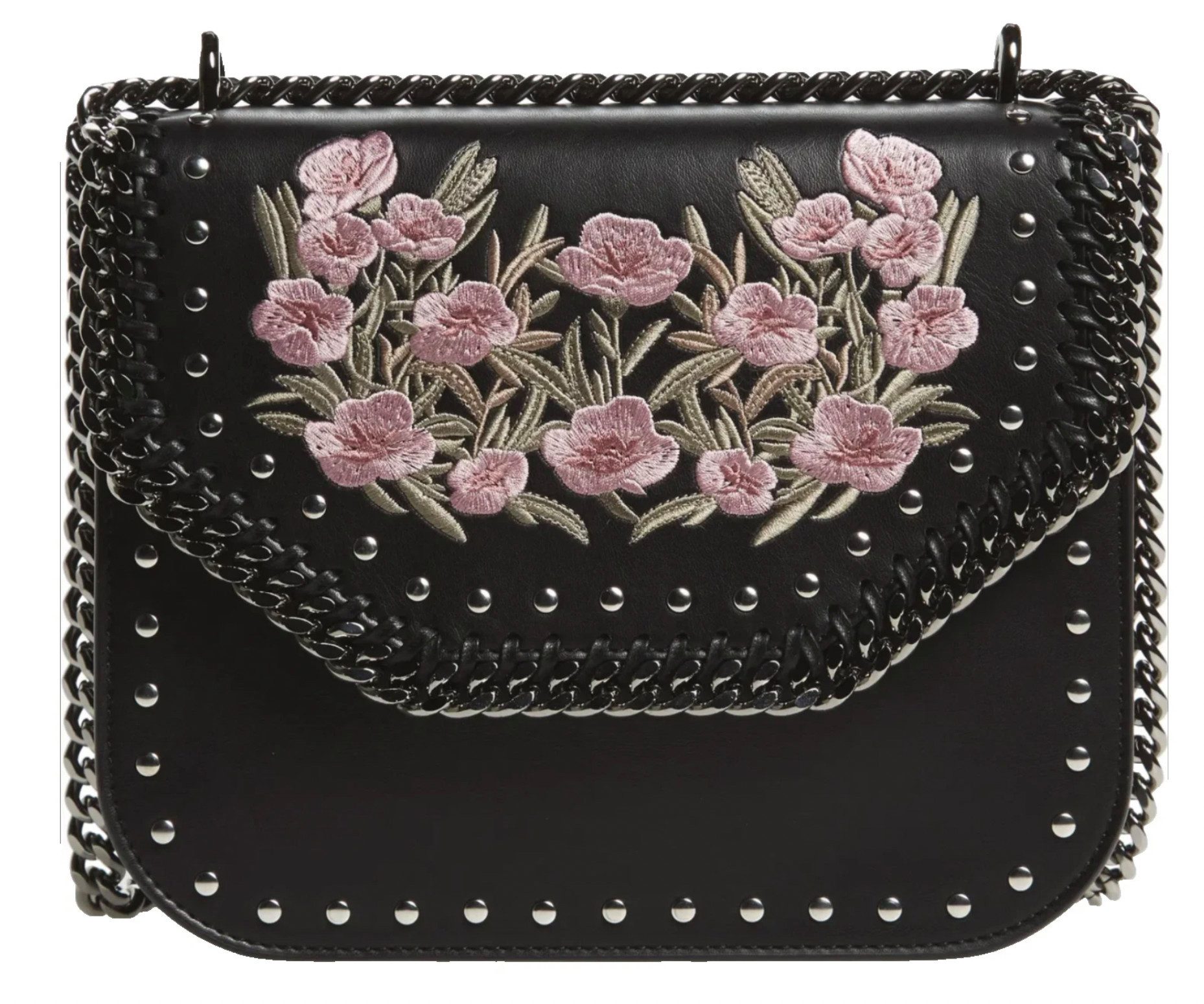 Stella McCartney Schultertasche Falabella Box Star Crossbody Tasche Handtasche mit Stickerei, Falabella-typische diamantgeschliffene Ketten-Details
