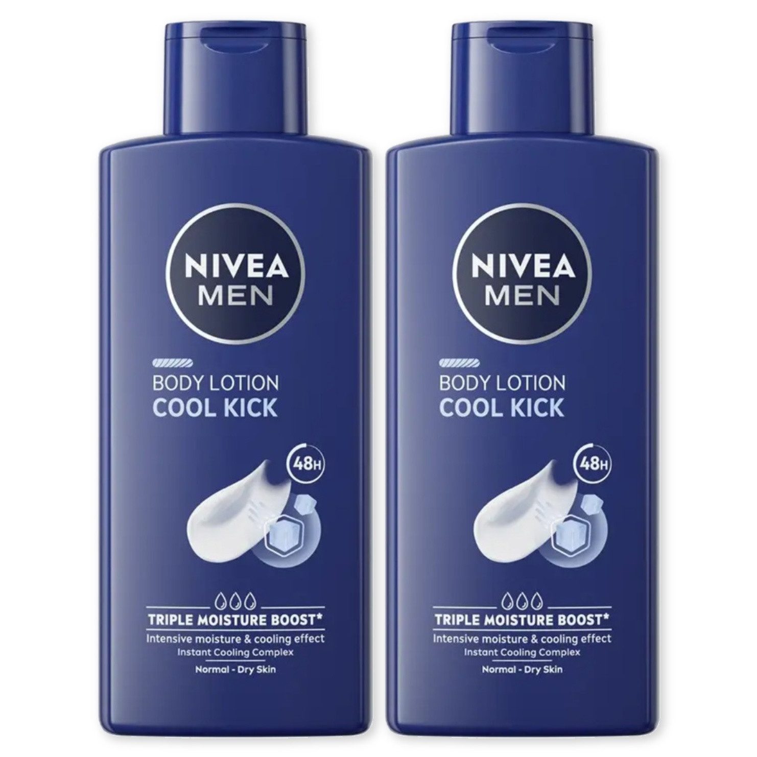 Nivea Men Bodylotion Cool Kick Body Lotion 2x400ml 48h intensive Feuchtigkeit, 2-tlg.