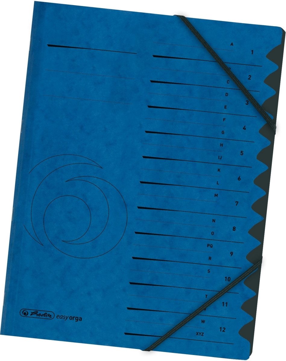 Herlitz Organisationsmappe Ordnungsmappe A4 Karton 12 Fächer blau