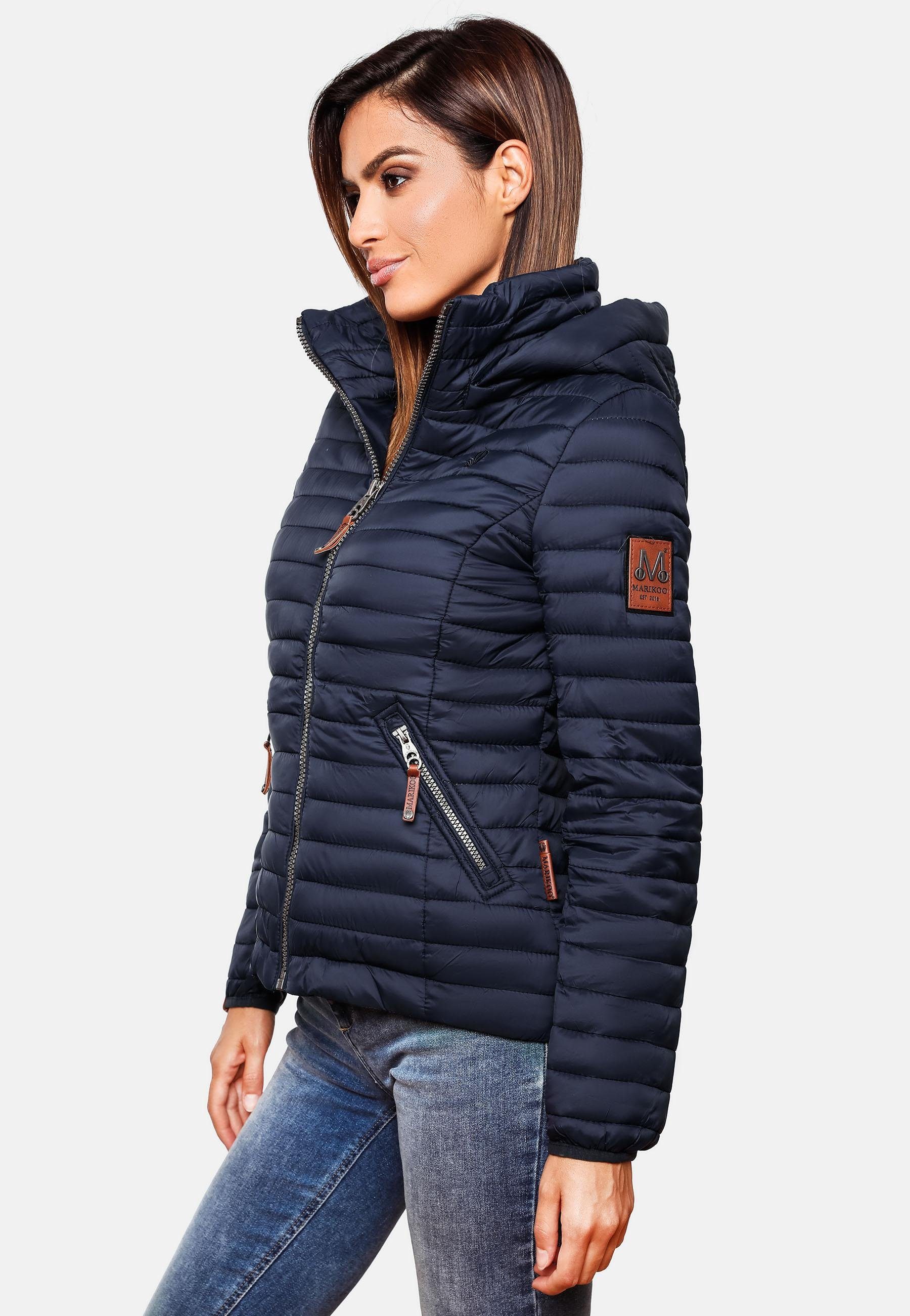 navy Übergangsjacke stylische mit Marikoo Steppjacke Löwenbaby abnehmbarer Kapuze