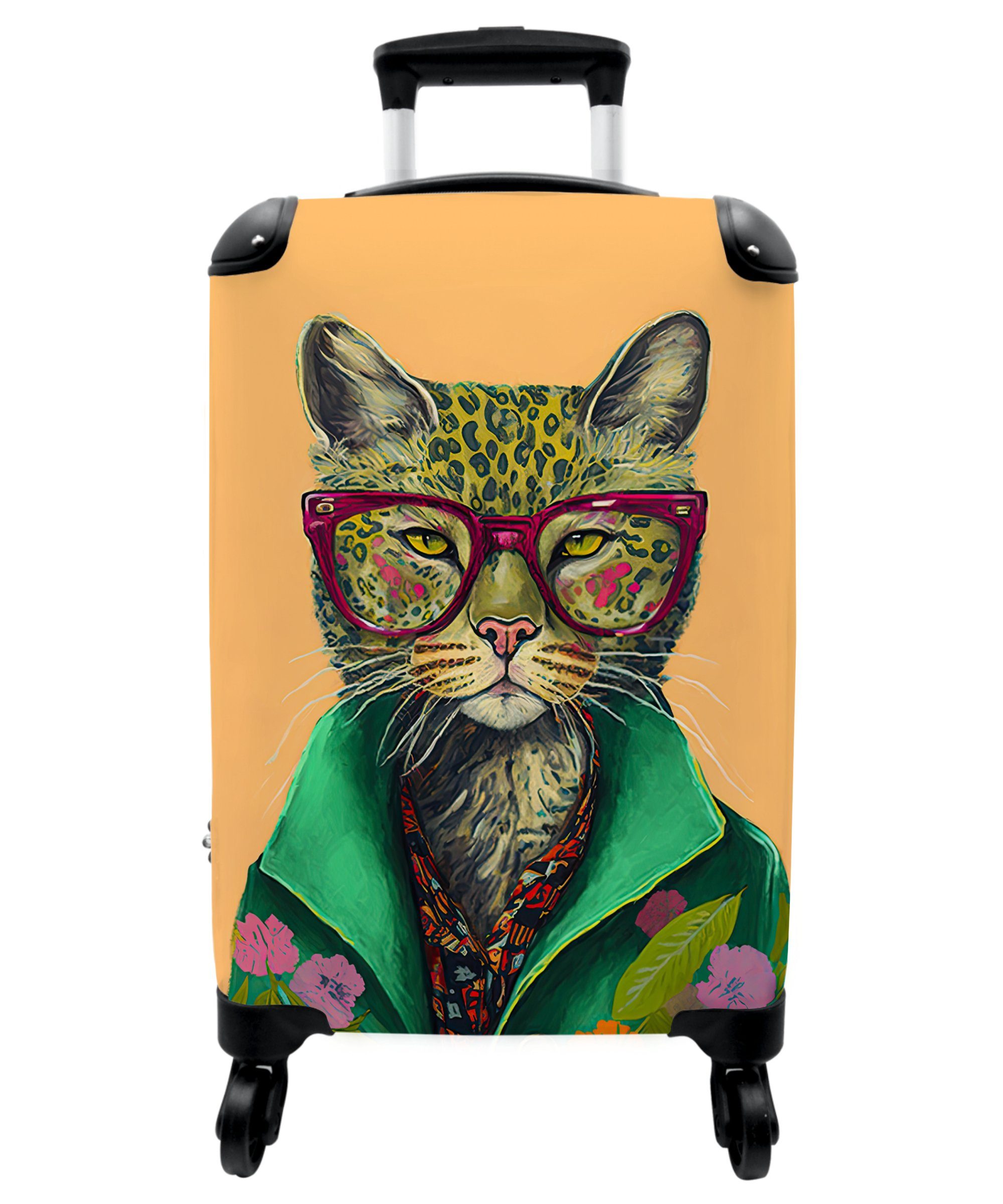 Tiere Brille mit Rollen Hippie, Rollen, - - Kleine - 4 Handgepäckkoffer - 55x35x20cm Blumen Cabin NoBoringSuitcases.com© Reisekoffer Handgepäck 4 Rollkoffer - Trolley Katze