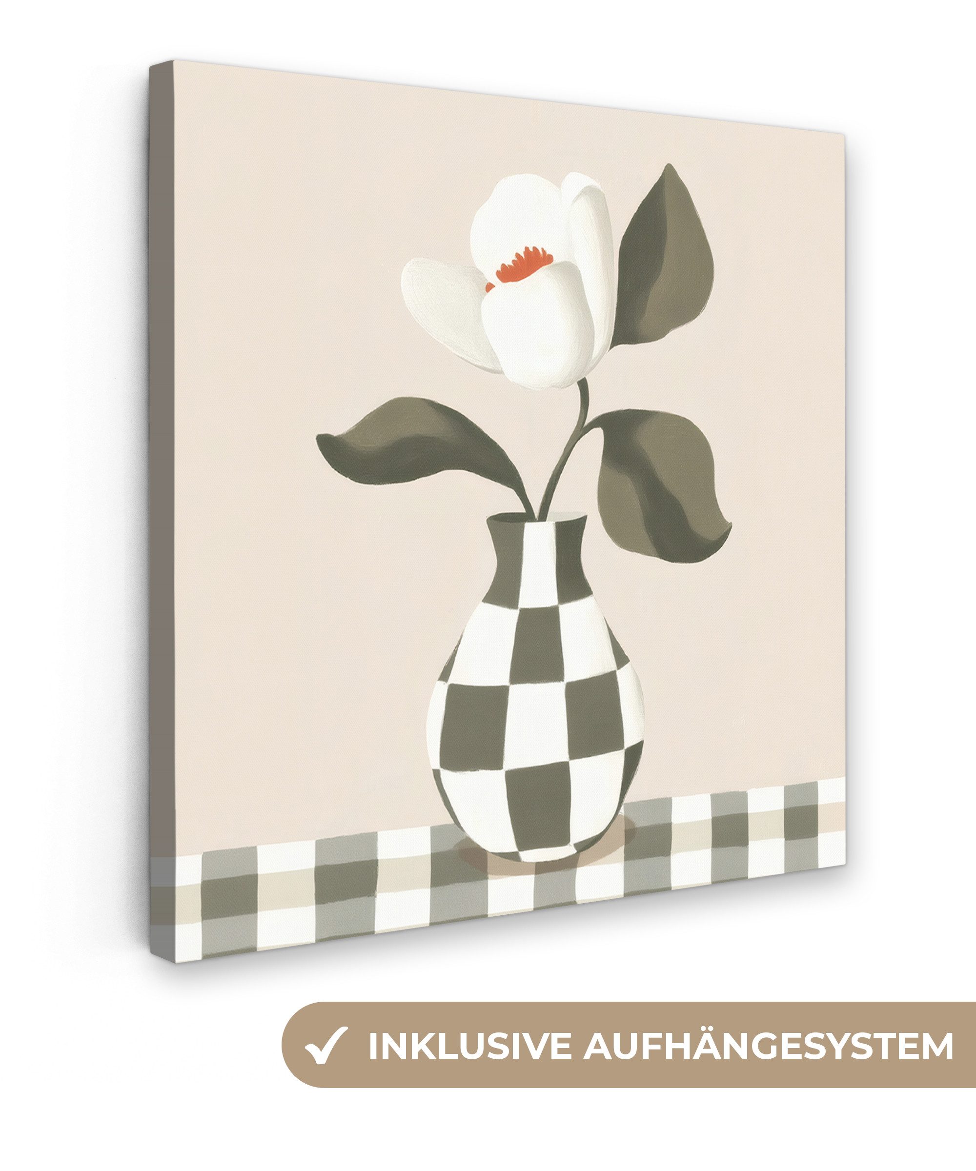 OneMillionCanvasses® Leinwandbild Vase - Kariert - günstig online kaufen