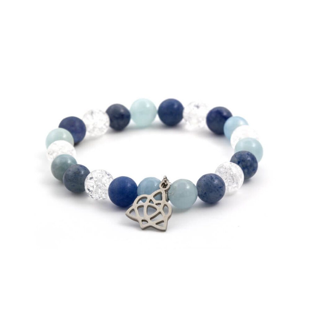Armband Perlenarmband aus Aquamarin, Aventurin und MINK40 / 17 Kristall