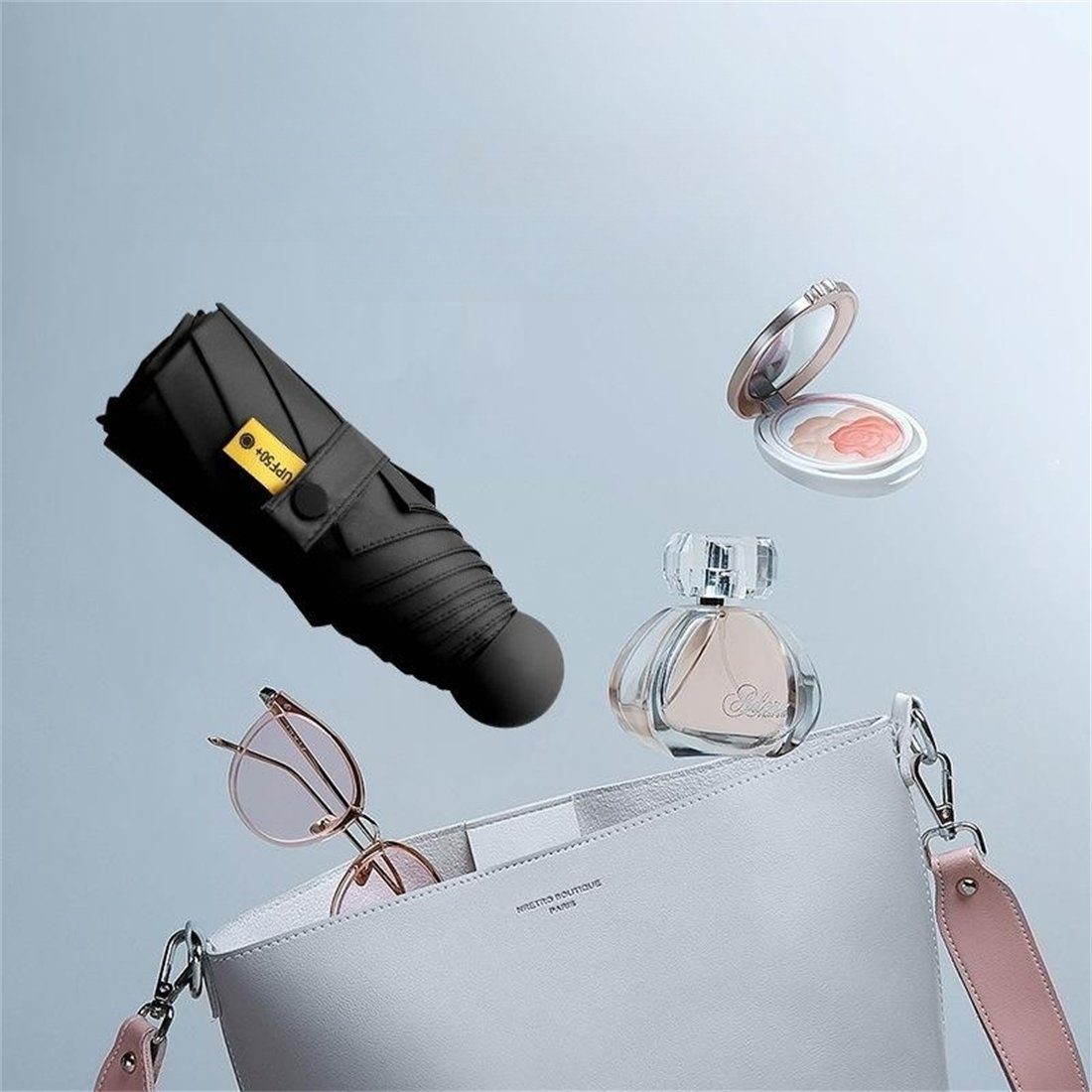 YOOdy~ Taschenregenschirm Taschenschirme damen Mittsommer vor winzig für Sonne manual Regen schützt klein Rosa unterwegs leicht Regenschirm und Mini UV-Schutz Sonnenschutz, small für