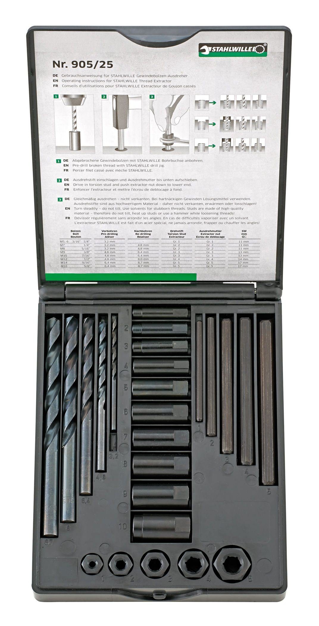 Stahlwille Schraubendreher, Gewinde-Ausdrehsatz 25tlg