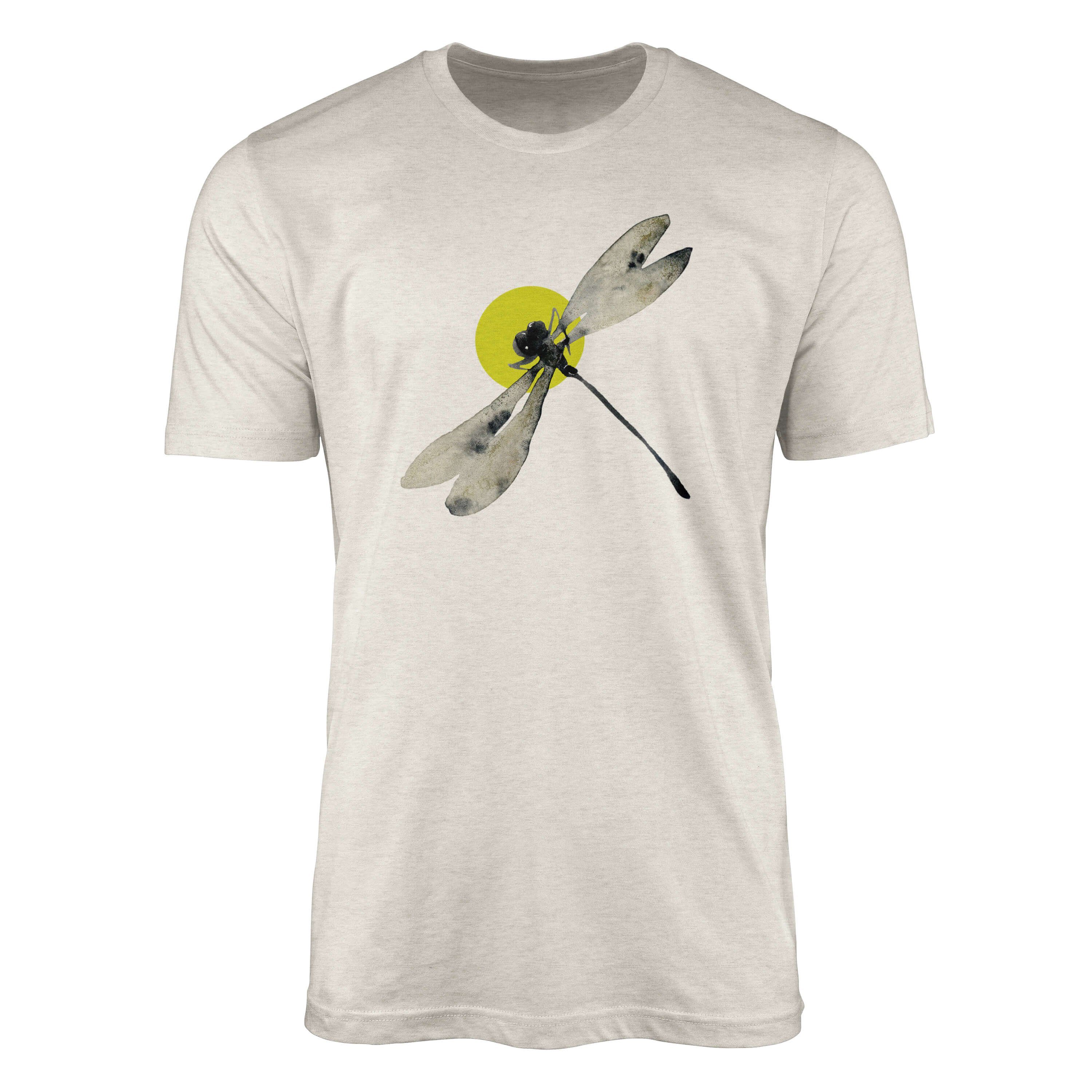 Sinus Art T-Shirt Herren Shirt 100% Bio-Baumwolle T-Shirt Aquarell Motiv Libelle Farbe Nachhaltig Organic Ökomode (1-tlg)