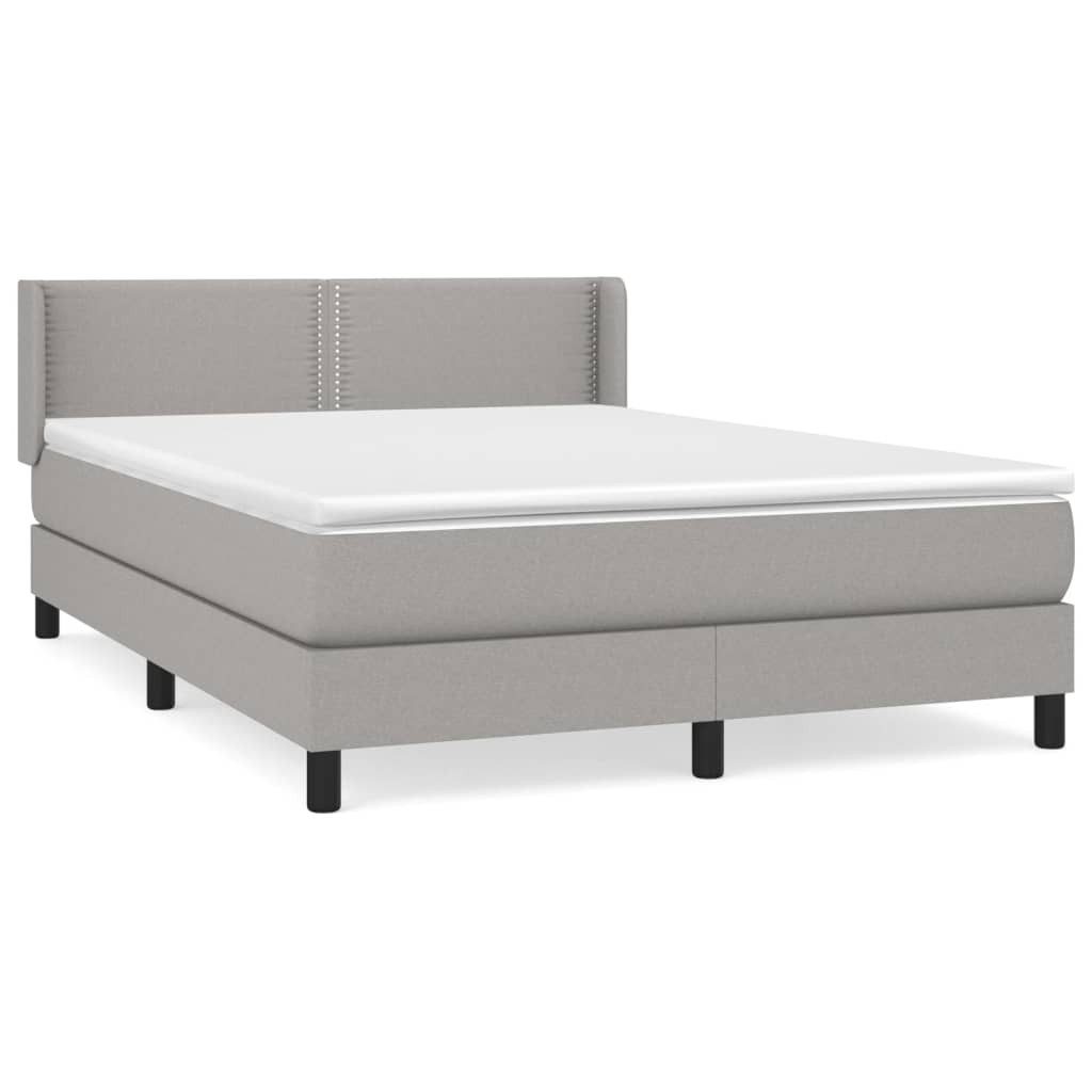 Bett Boxspringbett mit Matratze Hellgrau 140x200 cm Stoff
