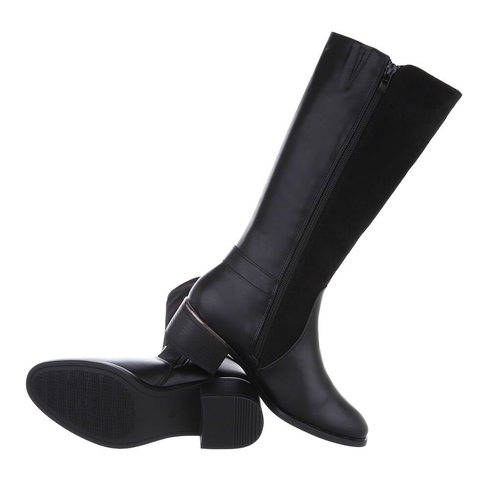 Ital-Design Damen Elegant Stiefel Blockabsatz Klassische Stiefel in Schwarz günstig online kaufen