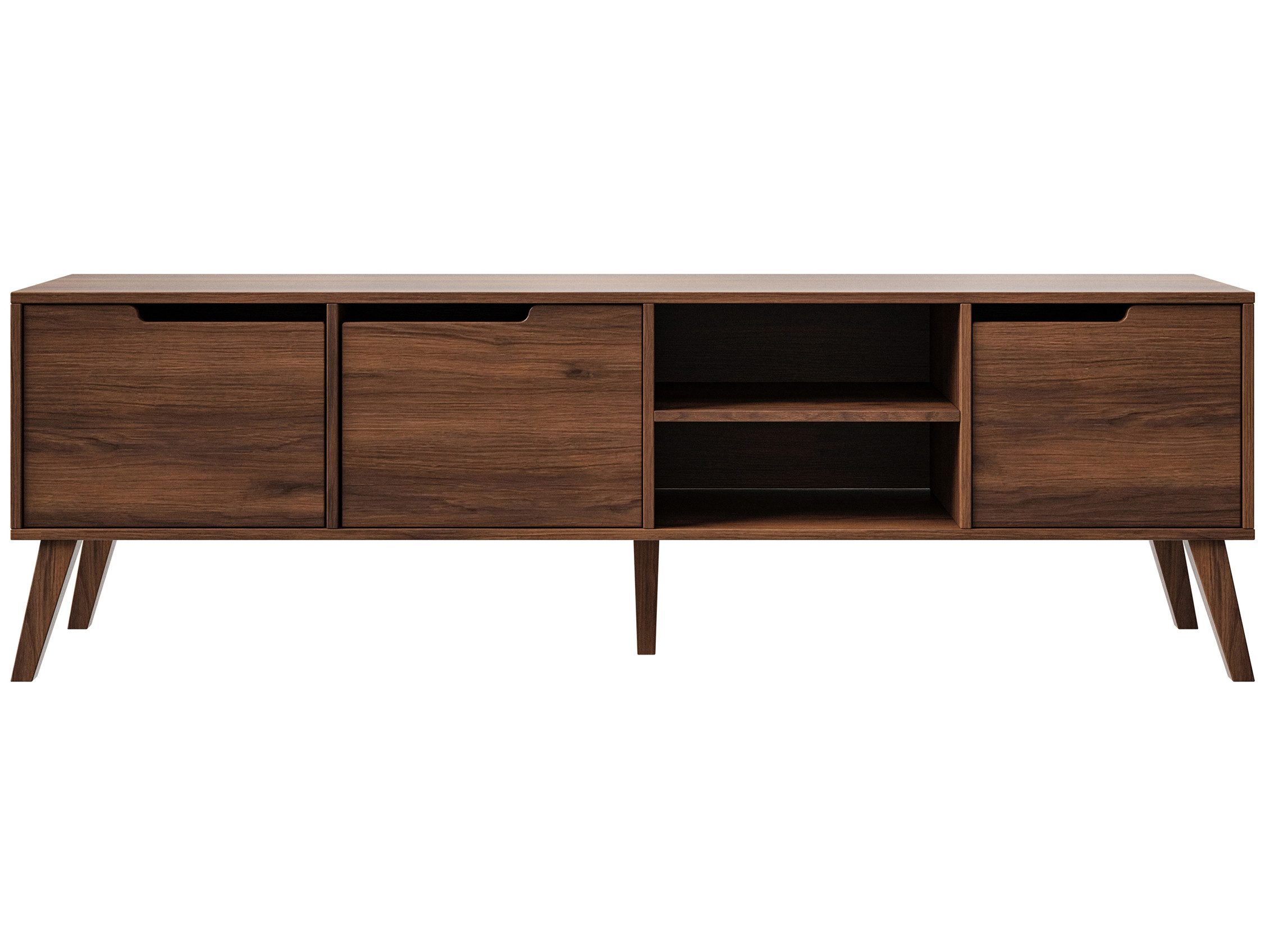 Beautysofa TV-Schrank NOREL modernes Design mit drei Schränken und offenen Fächern (erhältlich in Braun Walnuss & Cashmere) Breite: 180 cm – Bild 4 von 5
