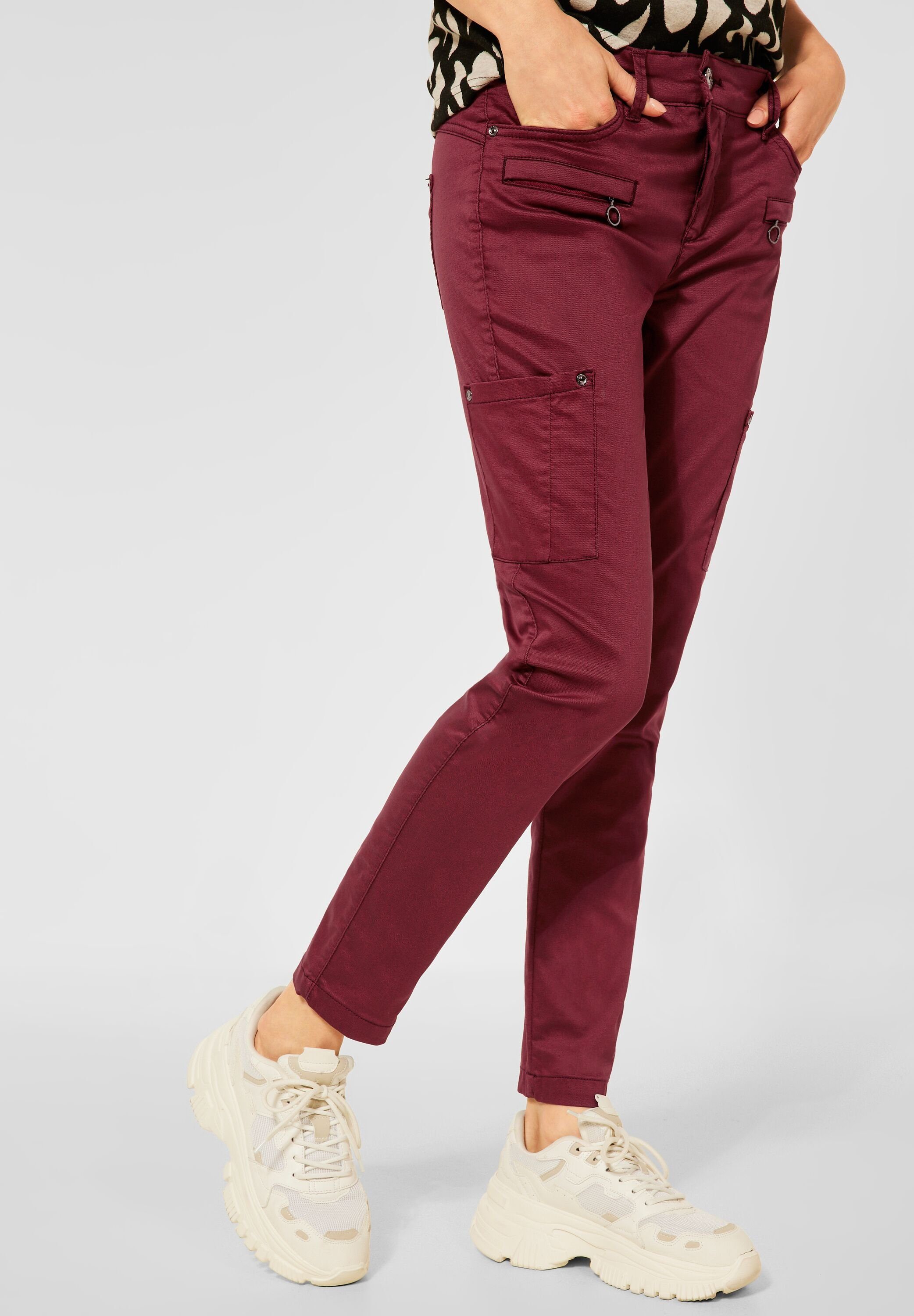 STREET ONE Regular-fit-Jeans Slim Fit Cargo Hose mit Zipp,  Reißverschlusstaschen