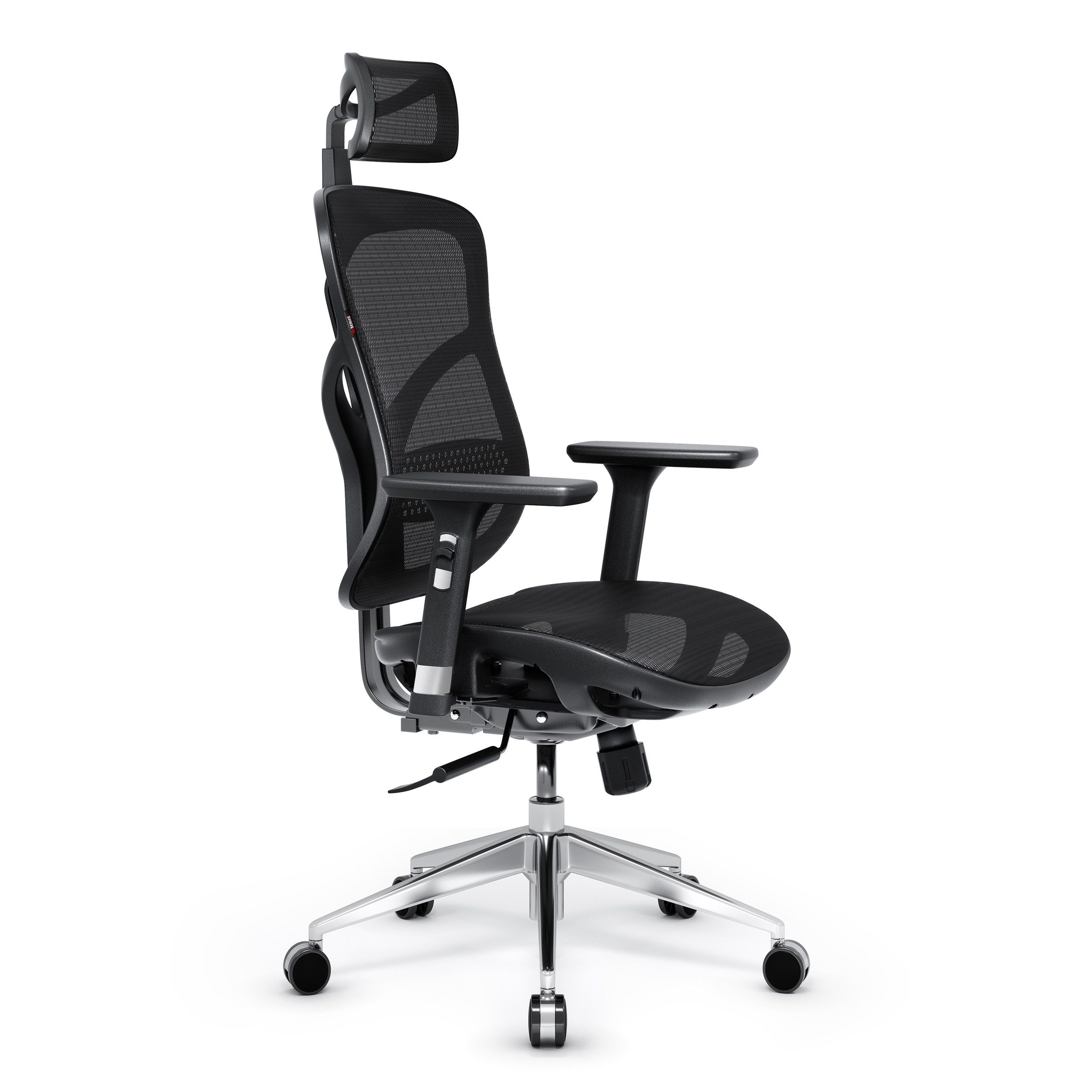 DIABLO CHAIRS Bürostuhl V-Basic Stoff ergonomisch 3D-Armlehnen Kopfstütze (3D-Armlehnen, Lendenwirbelstütze, Stoff atmungsaktiv, 140kg), Lendenstütze Wippfunktion Metallbasis 140kg