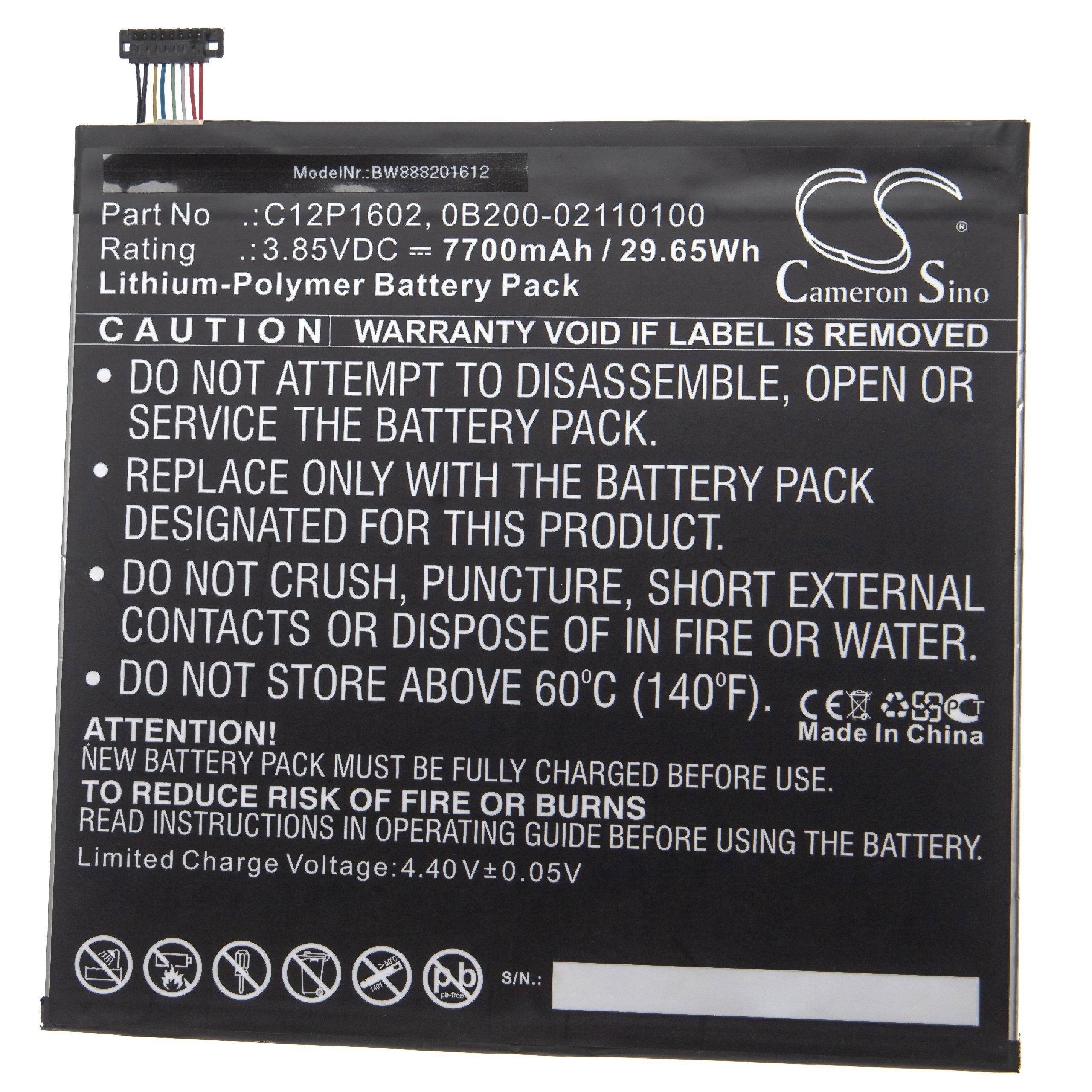 ZT500KL vhbw 7700 mAh kompatibel Li-Polymer mit Z500KL, Tablet-Akku Asus (3,85 V)