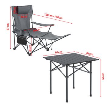 casa.pro Klappstuhl (3 St), »Bellante« 3-tlg. Textilgewebe klappbare Stühle und Tisch Grau