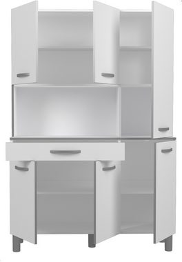 Parisot Küchenbuffet Spring (Buffetschrank 120 x 180 cm, weiß) 6-türig, mit breitem Auszug