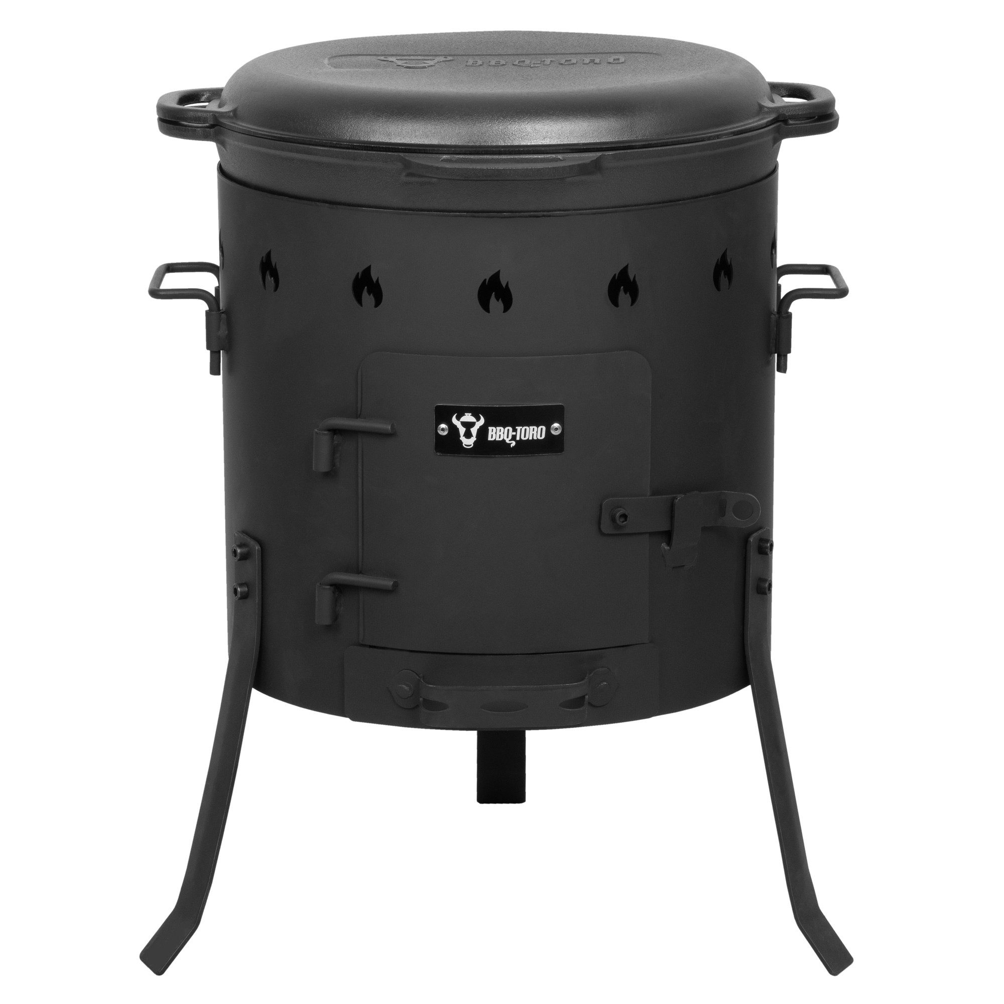BBQ-Toro Feuerstelle BBQ-Toro Gusseisen Kazan 19L mit Kazan Ofen Ø 40 cm, Gusstopf mit Deck, (2-St)